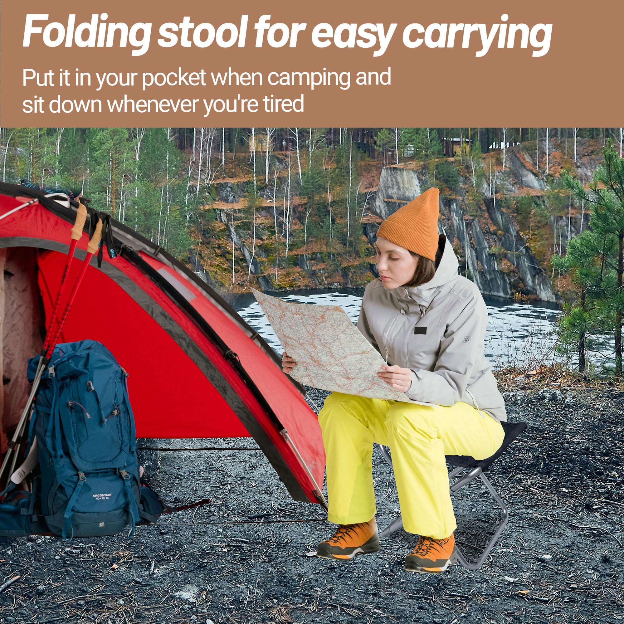Portable Folding Camping Stool - Lightweight Collapsible Chair for Outdoor Activities, Hiking, Fishing, Beach, Picnic & Photography - Compact 9.86
