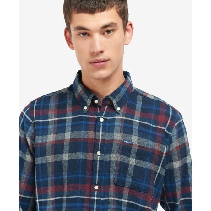 BARBOUR Earlwick Tailored Cotton Shirt for Men - Classic Navy Blue Button Down Casual Shirt | Perfect for Office, Outdoor & Smart Casual Wear