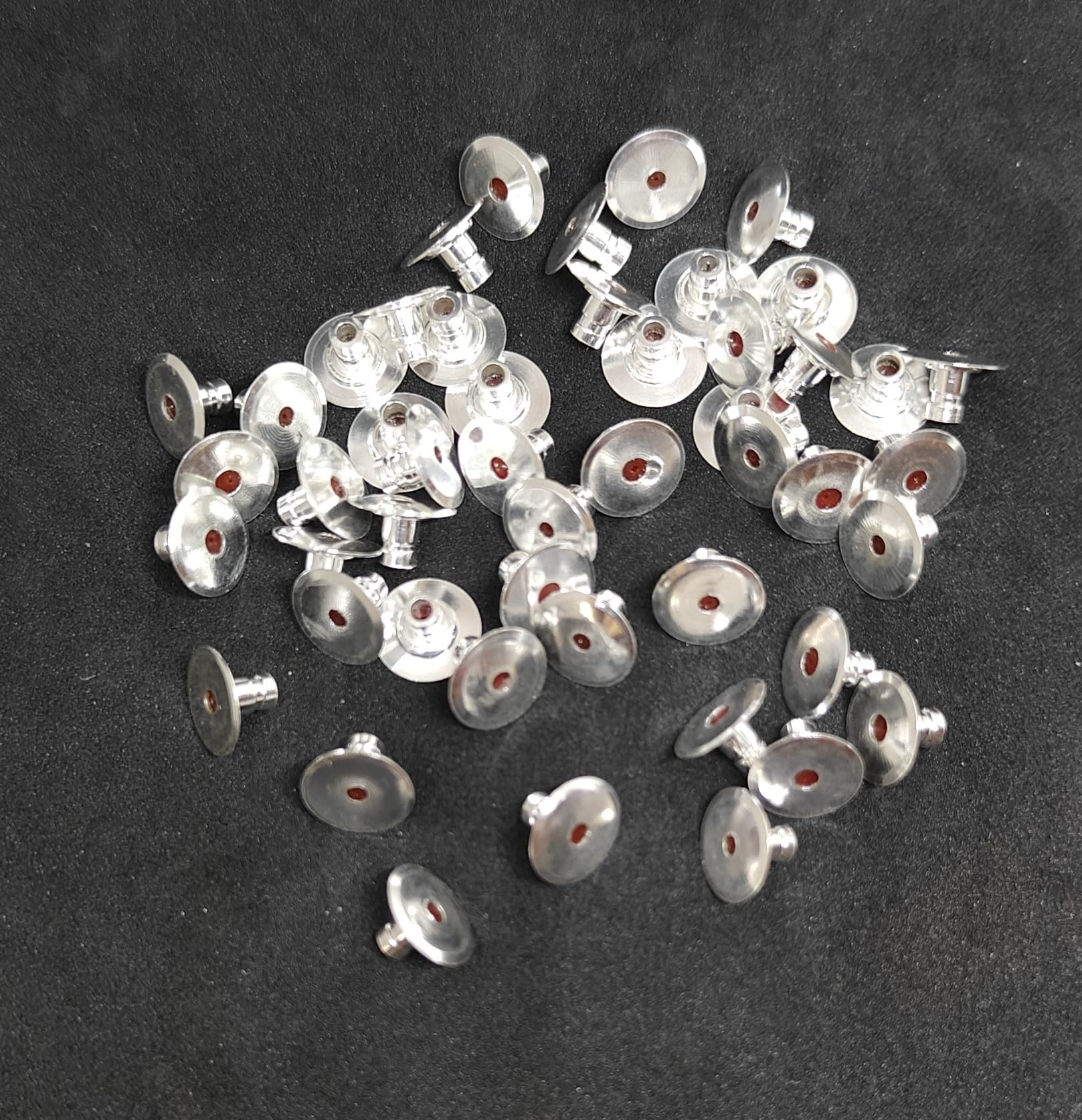 50 Pcs Silver Bullet Earring Backs - Premium Metal & Silicone Earring Stoppers for Secure Fit - Silver Plated Brass Clutch Backs - Ideal for Stud Earrings, Daily Wear & Sensitive Ears