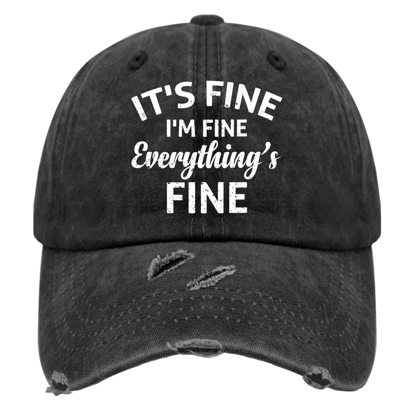 Funny Golf Hat for Men - 'I'm Fine It's Fine Everything is Fine' Novelty Cap - All Black Adjustable Dad Hat - Perfect Gift for Grandpa & Golf Lovers - Great for Golfing, Casual Wear & Humorous Occasions