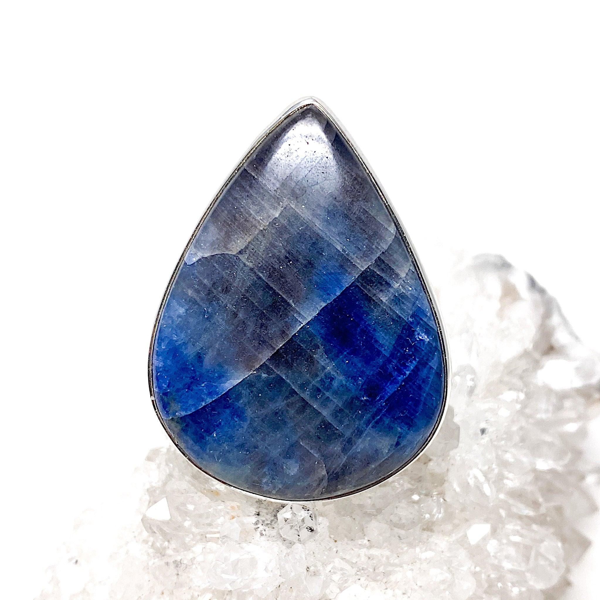 Sapphire Teardrop Beaten Band Ring - Size 9 - KRGJ1618 - Elegant Jewelry for Weddings, Parties & Special Occasions