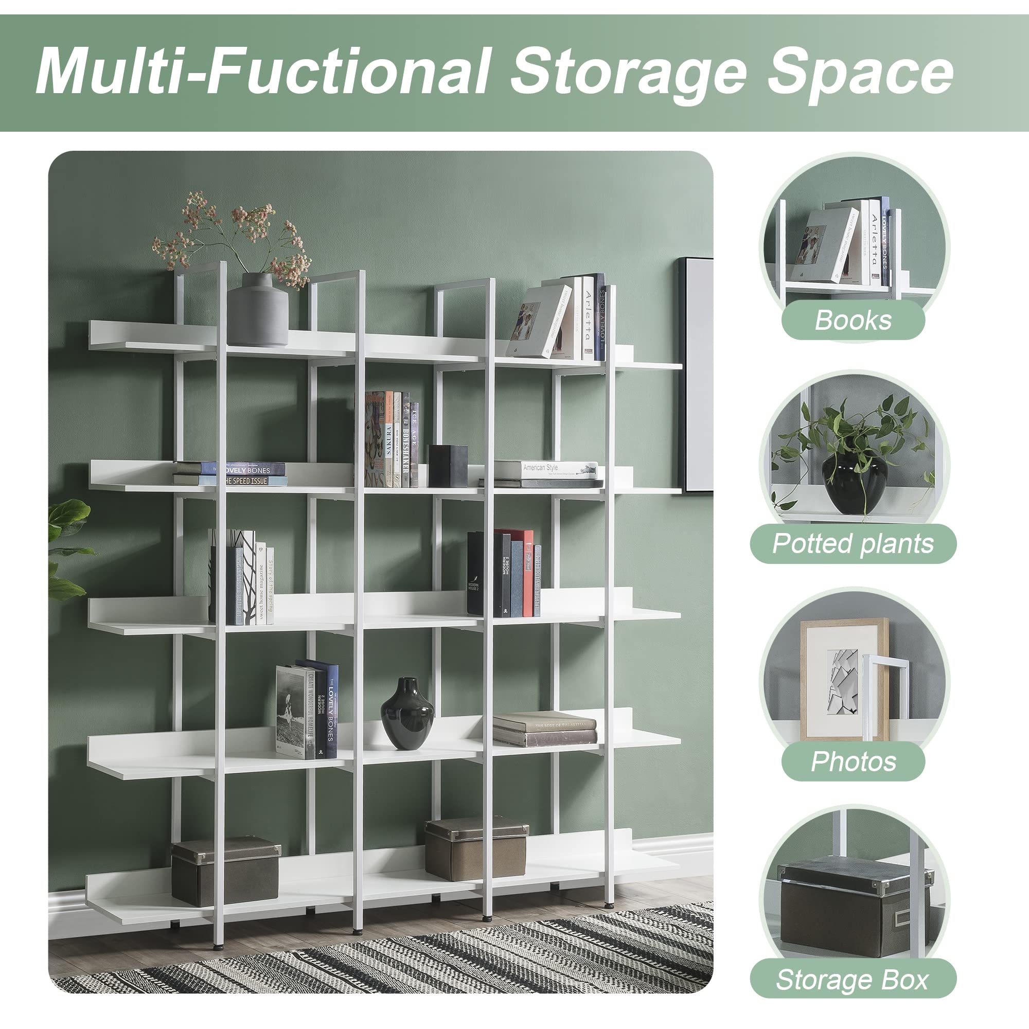 Polibi 5-Tier Industrial Bookshelf - 70.87