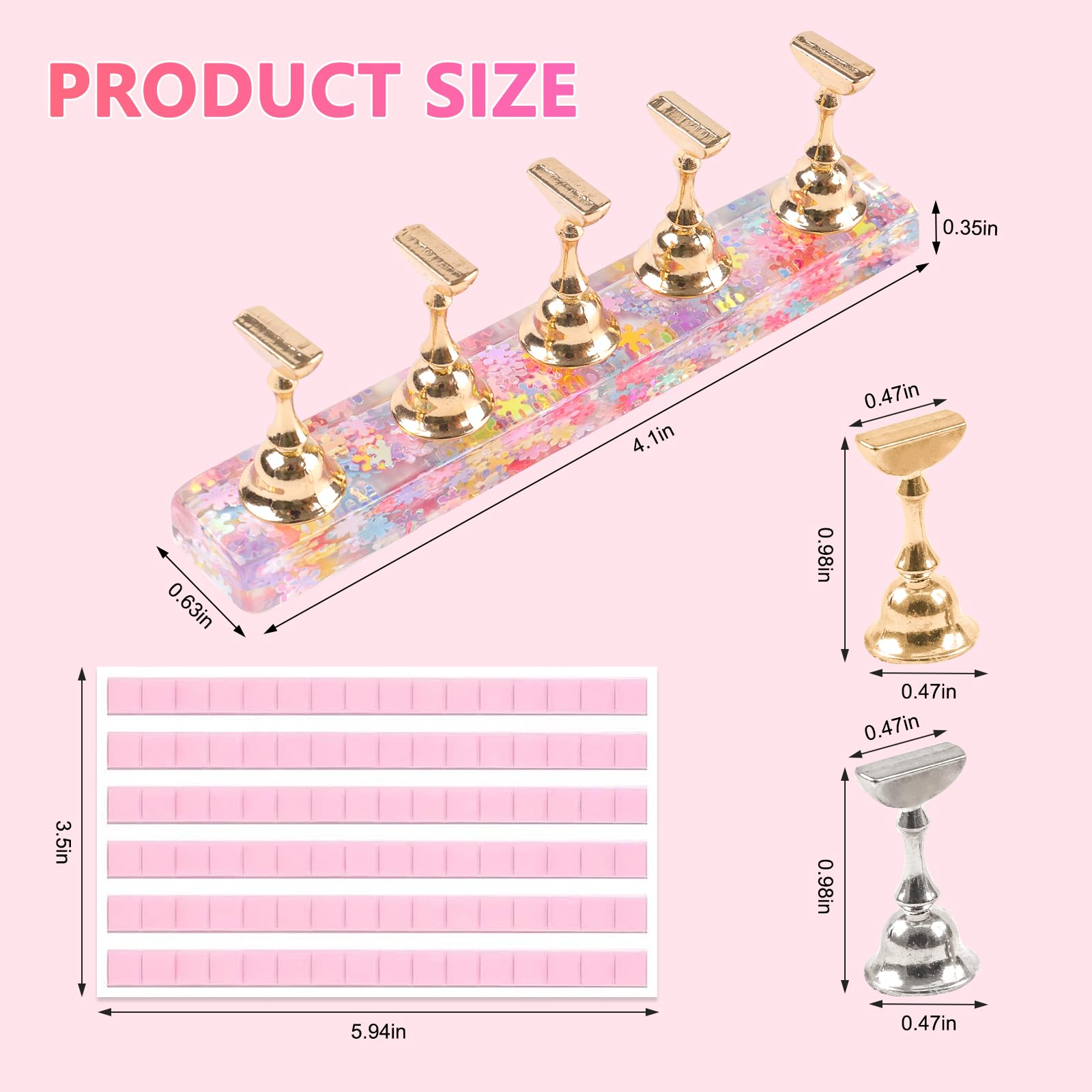 ANGNYA 2 Pack Magnetic Press On Nail Stand Display with 96 Reusable Adhesive Putty - DIY Nail Art Practice Holder for Salon & Home Manicure Tools | Perfect for Nail Artists, Beginners & Beauty Professionals
