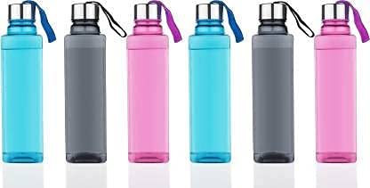 JEEL Square Shape Water Bottle Set - 1000ml BPA-Free, Leak-Proof Bottles for Fridge, Office & Gym - 3 Pack Multicolor - Perfect for Hydration at Work, Home & Fitness