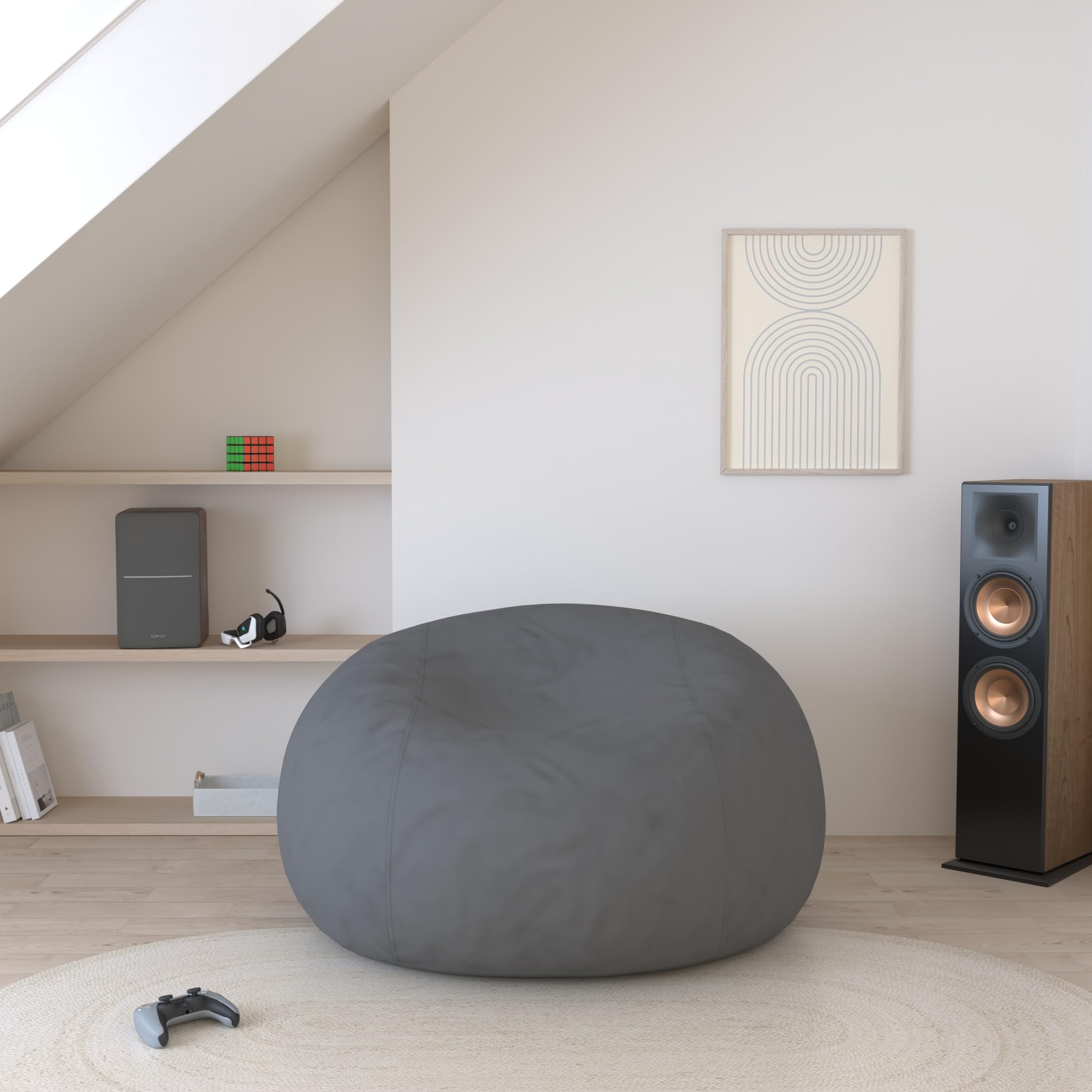 Comfy Sacks Memory Foam Bean Bag Chair - Ultra Soft Grey Pebble for Adults & Teens | Perfect for Living Room, Bedroom, Dorm & Game Room Relaxation