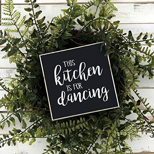 Farmhouse Wood Wall Sign - Kitchen Decor for Dancing & Shelves - Housewarming Gift (5.5x5.5