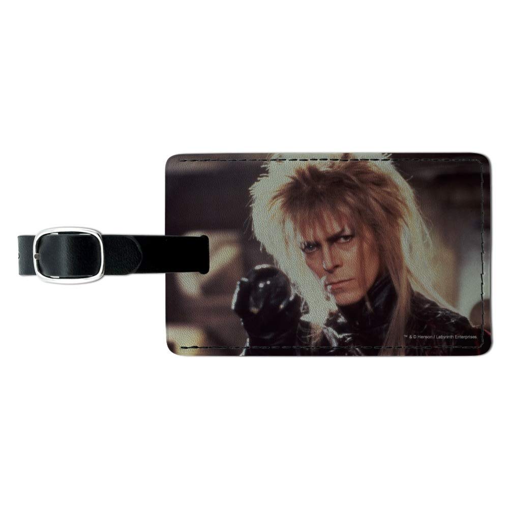 Labyrinth Goblin King Crystal Ball Rectangle Leather Luggage Tag - Vintage Gothic Travel ID Card Holder for Suitcases & Backpacks - Perfect for Cosplay, Halloween & Fantasy Themed Events