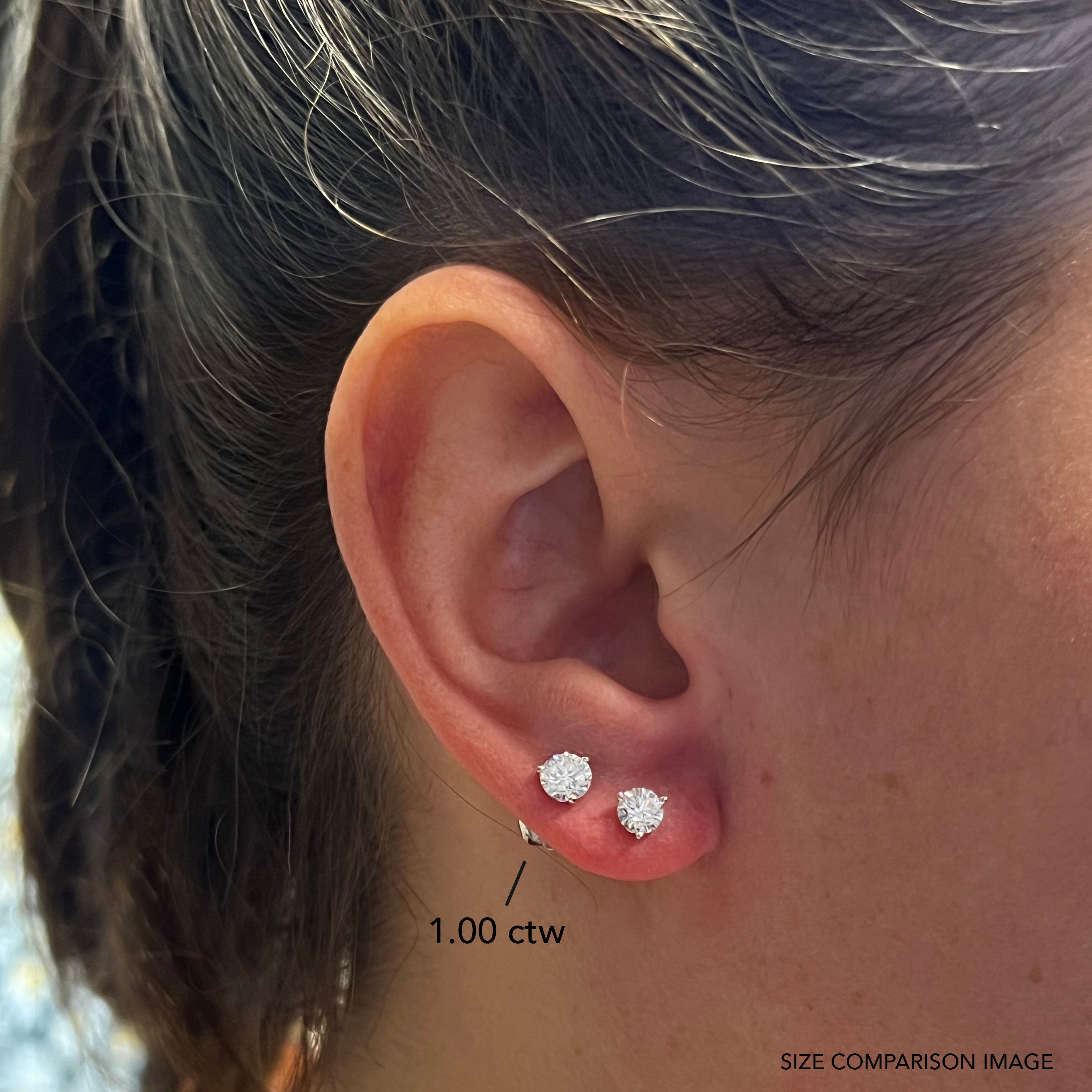 1.01 Carat (ctw) Diamond Stud Earrings for Women - 14K White Gold Prong Set Round Cut Solitaire Earrings - Perfect for Weddings, Anniversaries & Special Occasions