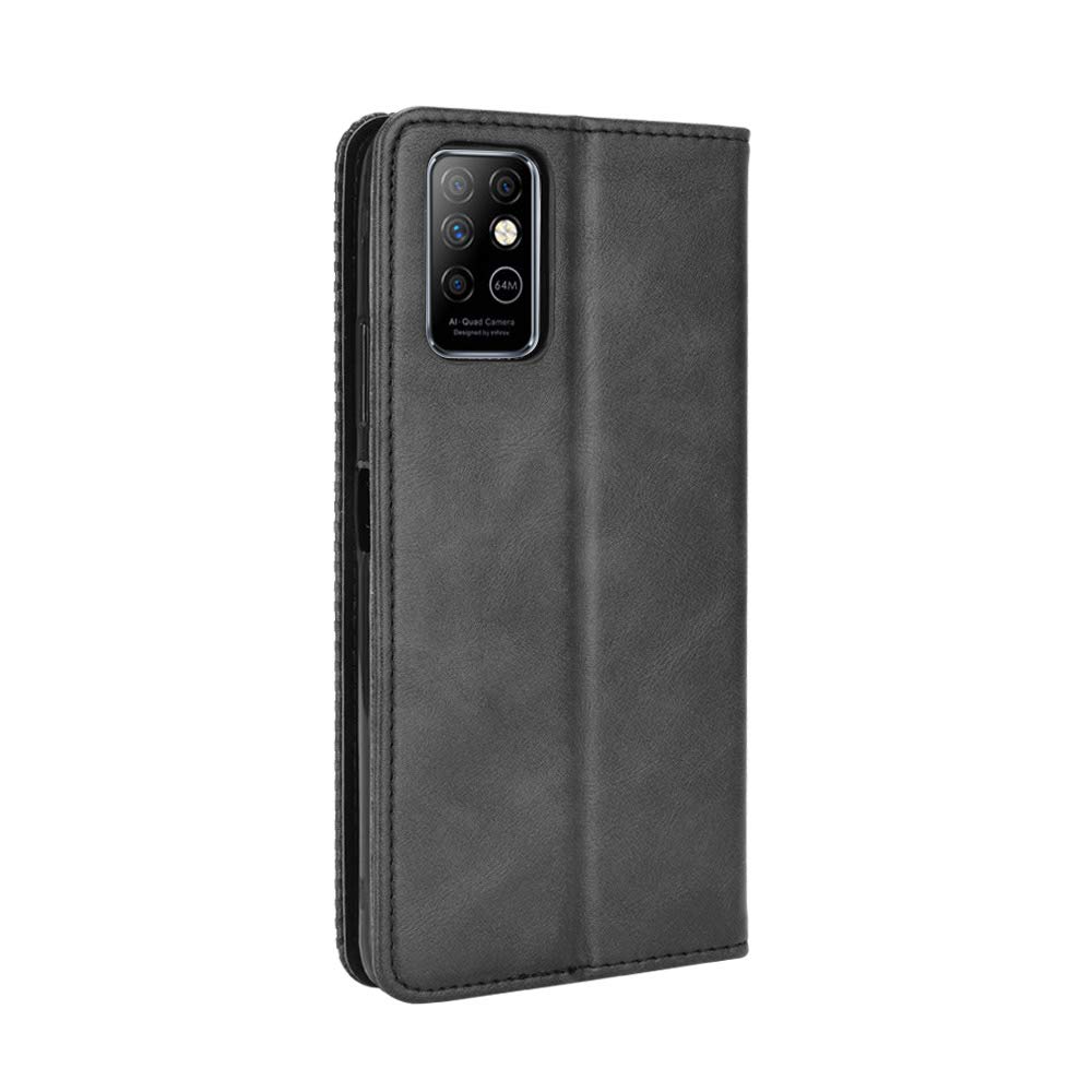 Premium PU Leather Flip Case Cover for Infinix Note 8 / X692 - Slim Protective Phone Case with Card Slots & Kickstand (Black) - Perfect for Work, Travel, and Everyday Use