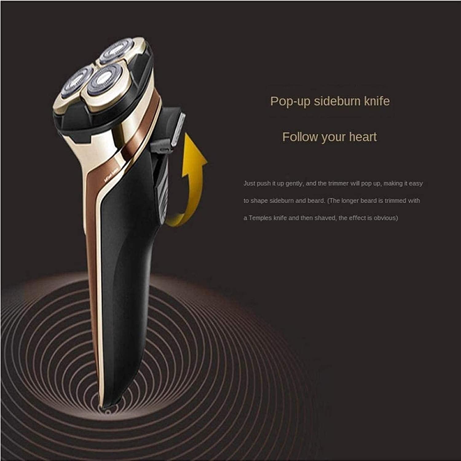 Premium Electric Shaver for Men - Rotary Shaver with Pop-up Trimmer, IPX7 Waterproof Wet/Dry Shaving, LCD Display & USB Rechargeable (Gold) - Perfect for Travel, Home Use & Daily Grooming