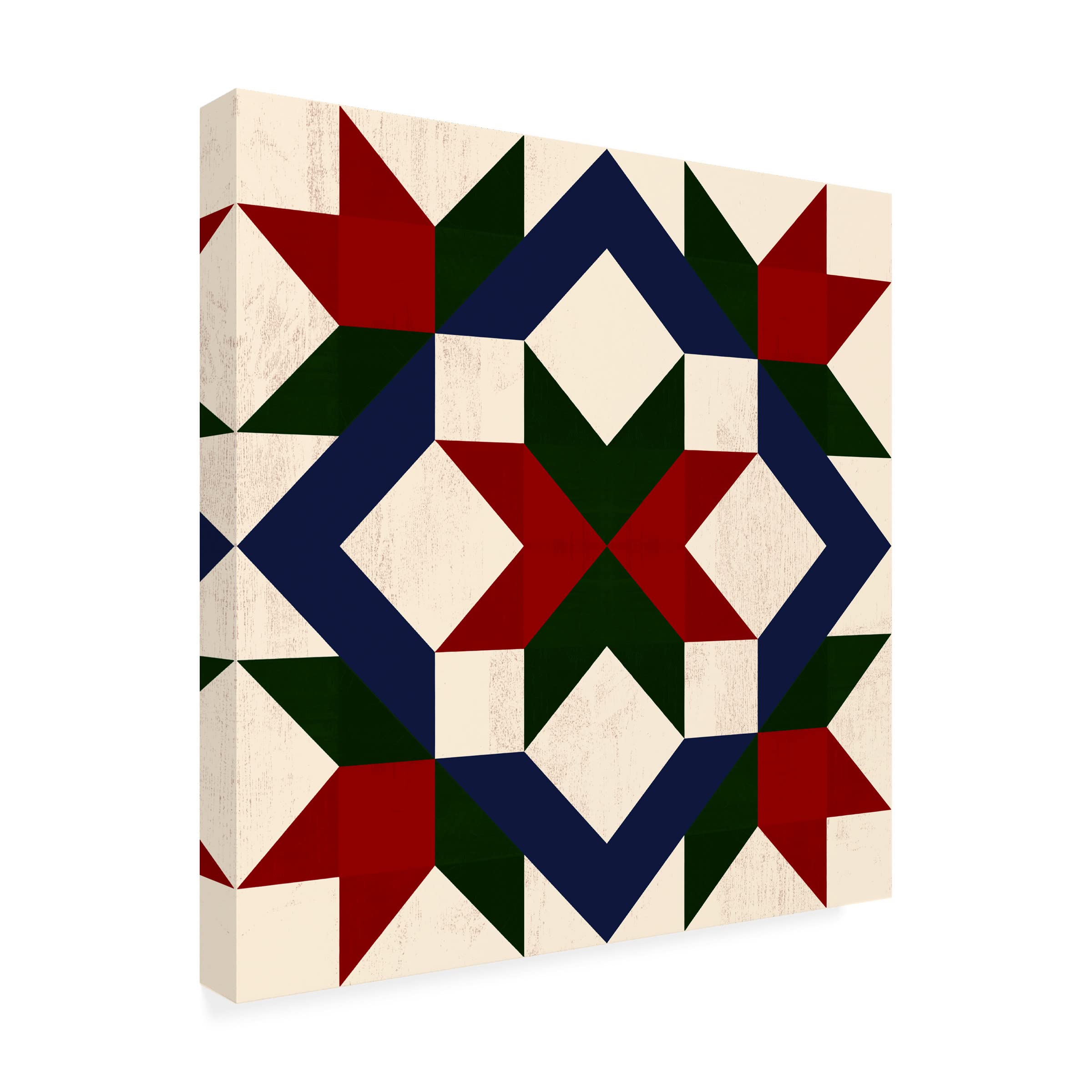 Victoria Barnes 'Christmas Barn Quilt I' Canvas Wall Art Print - Holiday Farmhouse Decor for Living Room, Bedroom & Christmas Home Decoration