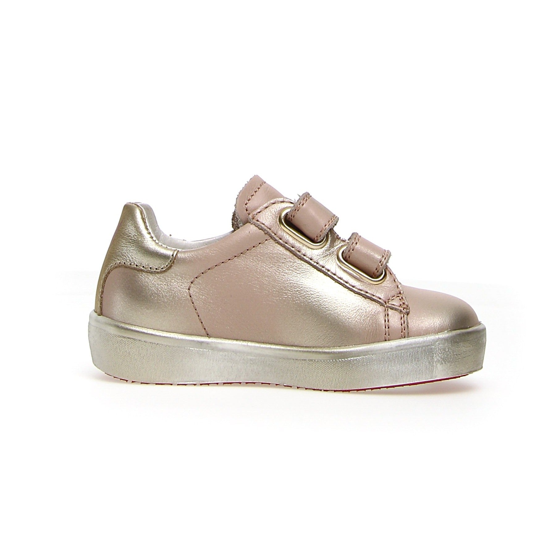 Naturino Annie Vl Girls' Glitter Sneakers - Calf Leather & Suede, Cipria/Platinum | Comfortable School Shoes & Casual Wear for Kids