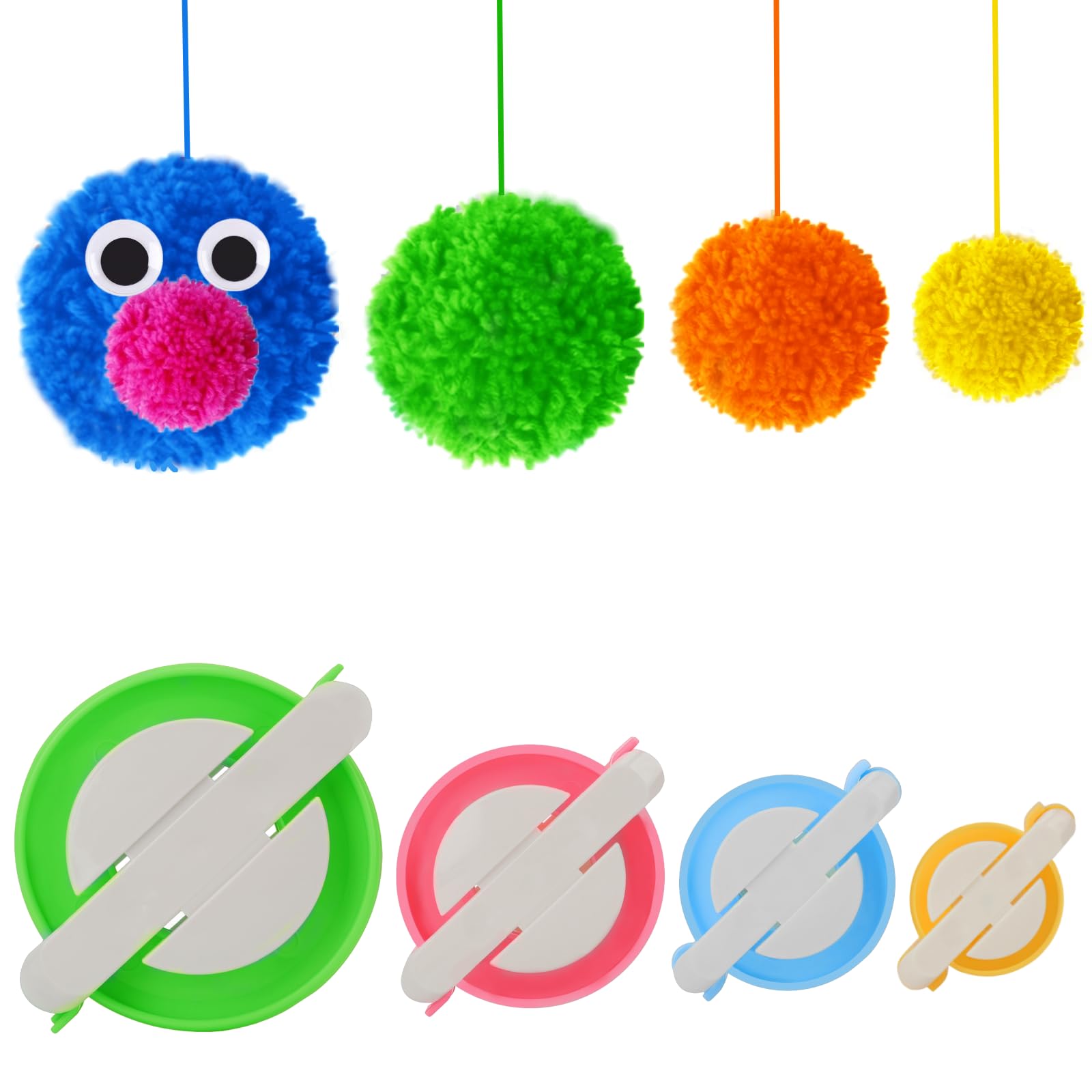 4 Sizes Pom Pom Maker Kit - DIY Fluff Ball Weaver Needle Craft Tool Set for Knitting & Wool Crafts (Kids & Adults) | Perfect for Scarf, Hat & Home Decor Projects