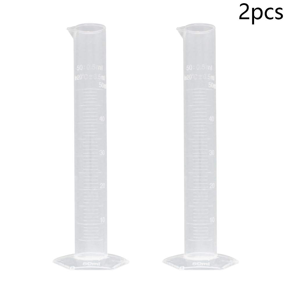 Othmro 50ml Plastic Graduated Measuring Cylinder with Hex Base & Pour Spout - Lab Test Tube Beakers for Science Experiments, Home & School Chemistry Use