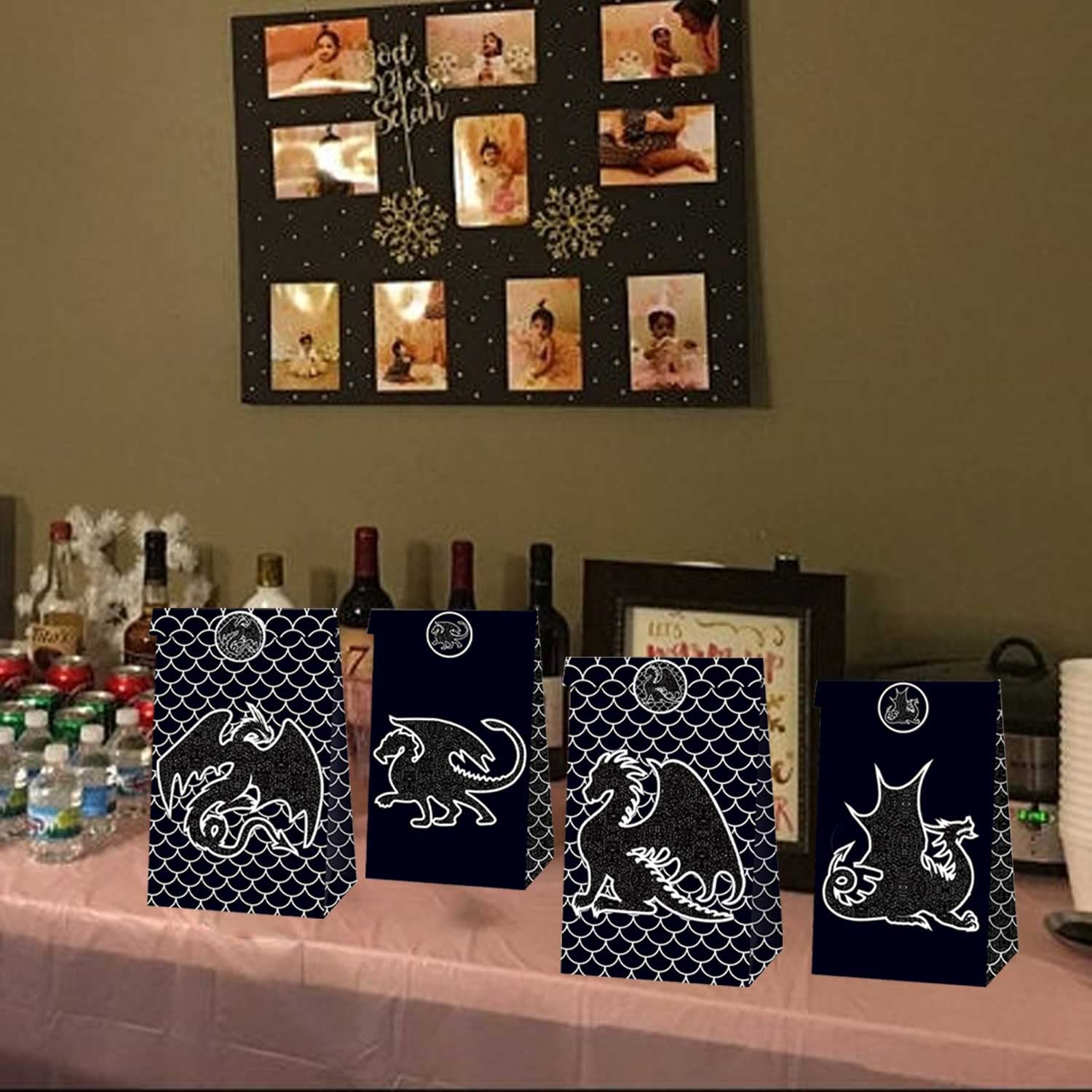JeVenis Dragon Party Favor Bags - Fantasy Themed Party Supplies & Favors for Kids Birthday, Baby Shower, and Themed Events - Perfect for Dragon Birthday Party Decorations and Goodie Bags