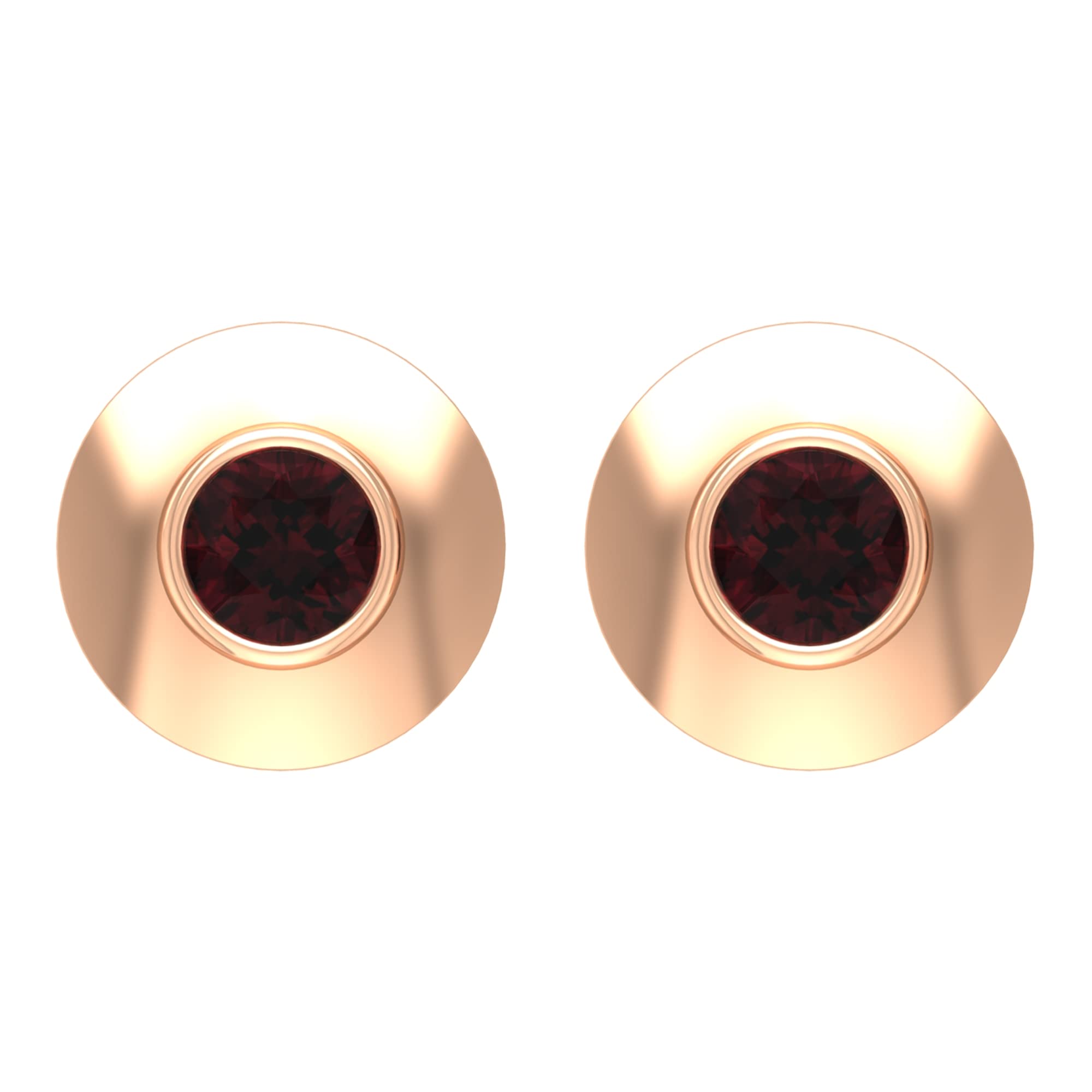 1/4 CT Genuine Garnet Stud Earrings for Women - 14K Solid Gold Bezel Set January Birthstone Jewelry - Perfect for Gifts, Anniversaries & Everyday Elegance
