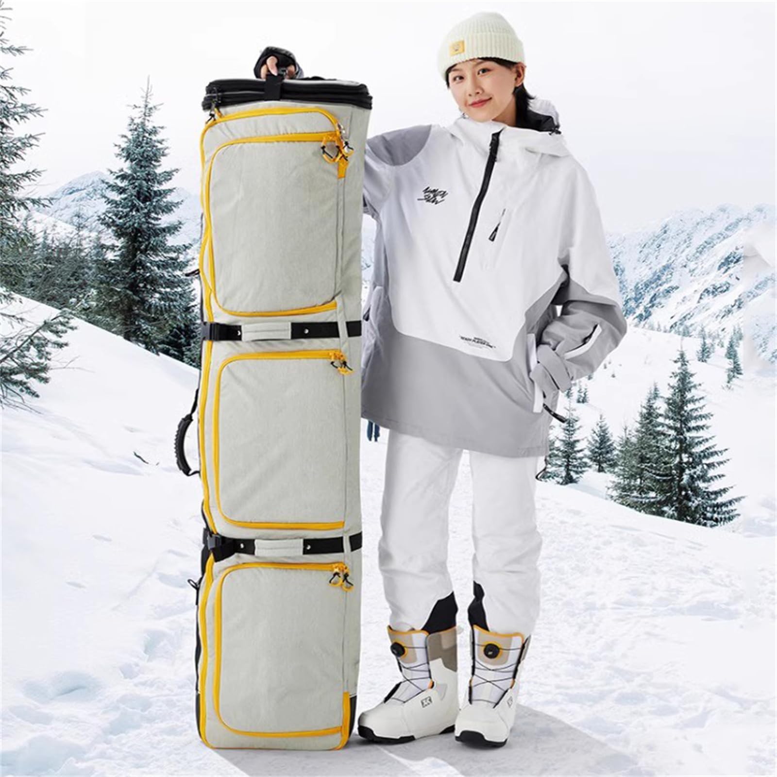 Waterproof Roller Snowboard & Ski Bag with Wheels - Adjustable Length, Foldable & Extra Large for Air Travel - Perfect for Snowboarding Trips & Winter Sports Gear Storage