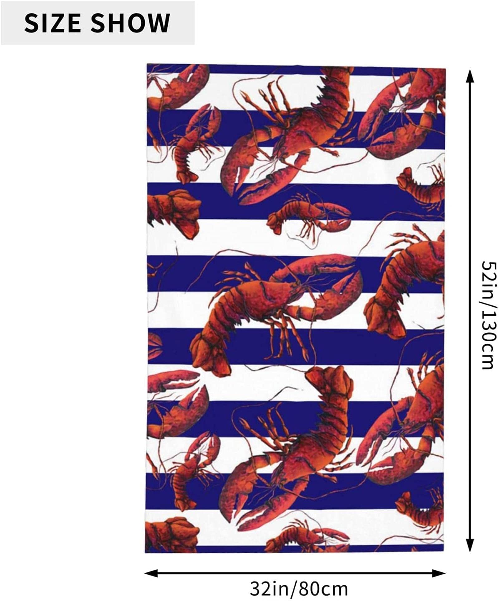 Striped Lobster Beach Towel - Quick Drying, Super Soft & Absorbent Lightweight Bath Towel for Swimming Pool, Travel, and Beach Vacation