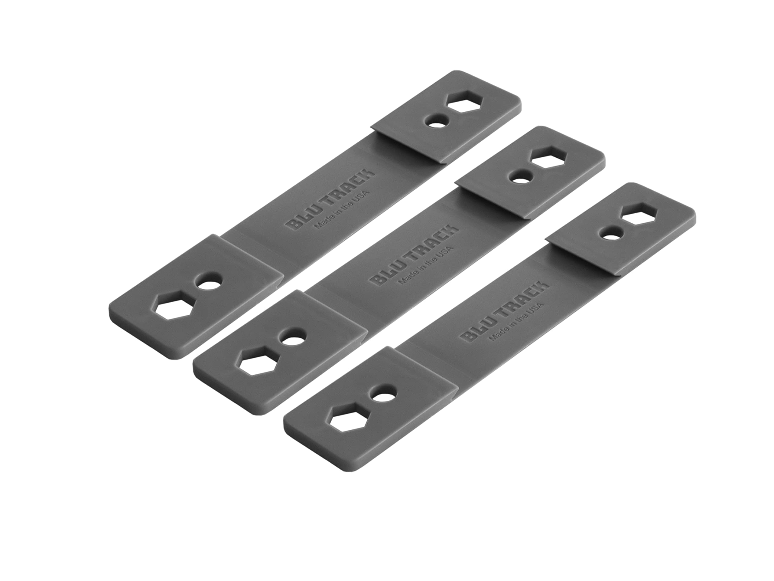 Blu Track 3 Pack Track Anchors - Heavy Duty Aluminum Track Clamps for Garage Storage & Organization - Perfect for Wall Mounted Shelves, Tool Racks & Bike Storage
