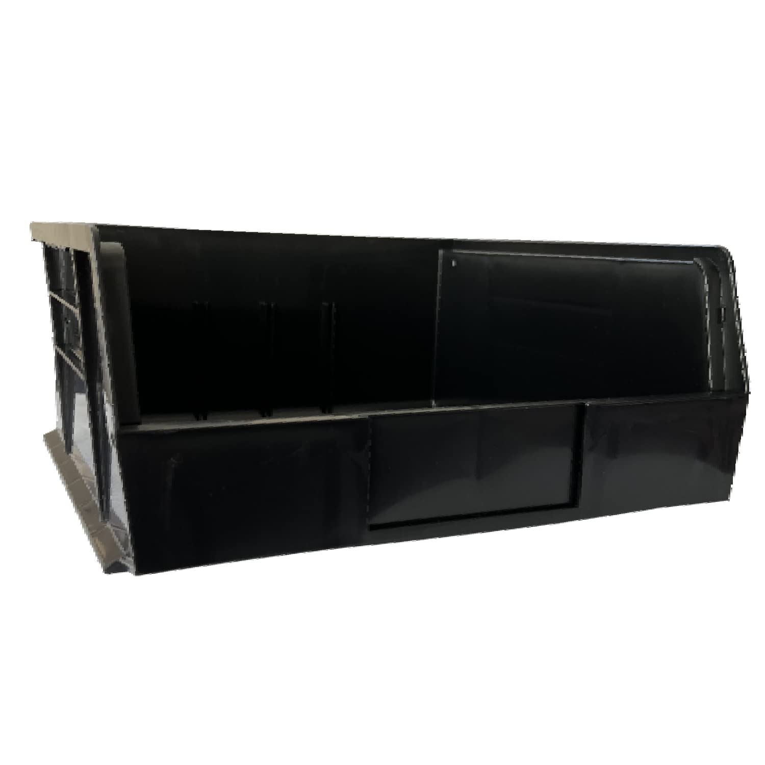 12-Pack Black Plastic Storage Bins - Hanging & Stackable Organizer Containers for Tools, Toys, Office & School Supplies - 11