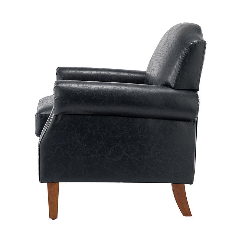 Gianfranco Vegan Leather Armchair with Sturdy Wooden Legs - Modern Vegan Leather Lounge Chair for Living Room, Office & Reading Nook - Eco-Friendly Faux Leather Accent Chair