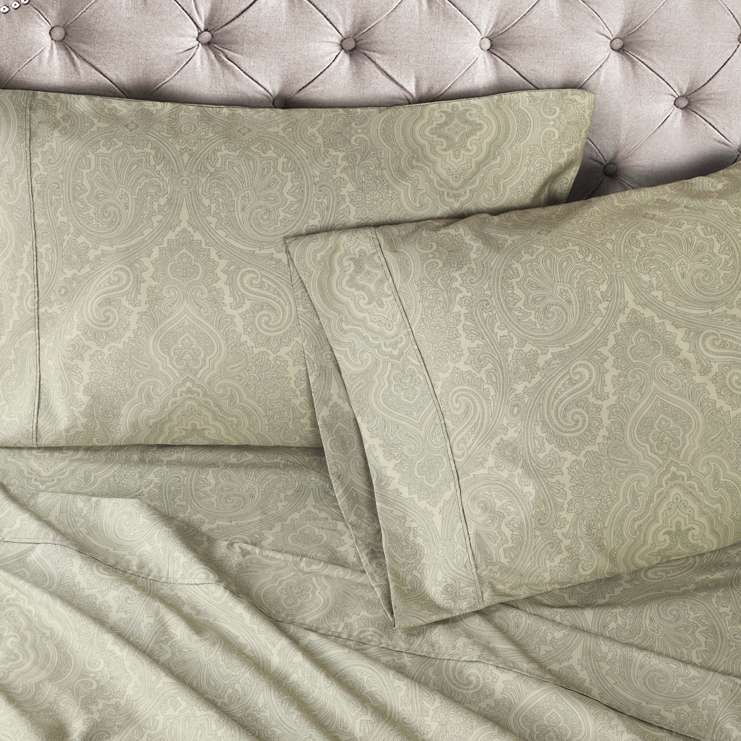 Italian Paisley 600 Thread Count Cotton Blend Deep Pocket Sheet Set - Ultra Soft Bedding for Queen & King Size Beds - Perfect for Luxury Hotels, Guest Rooms & Master Bedrooms