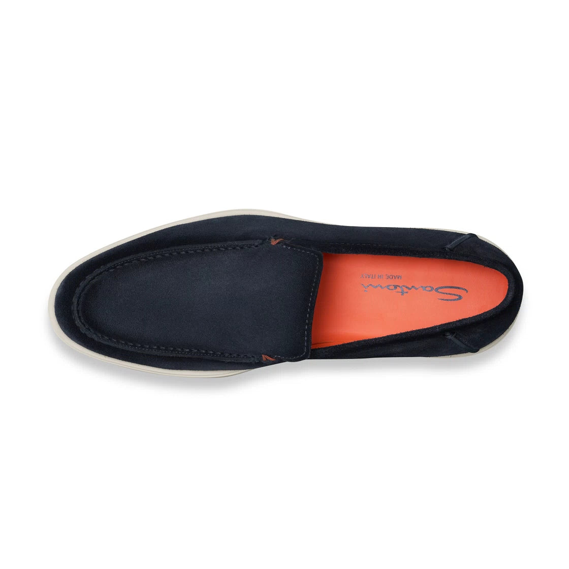 SANTONI Blue Suede Slip-On Loafers for Men - Comfortable Casual Shoes for Office, Travel & Everyday Wear