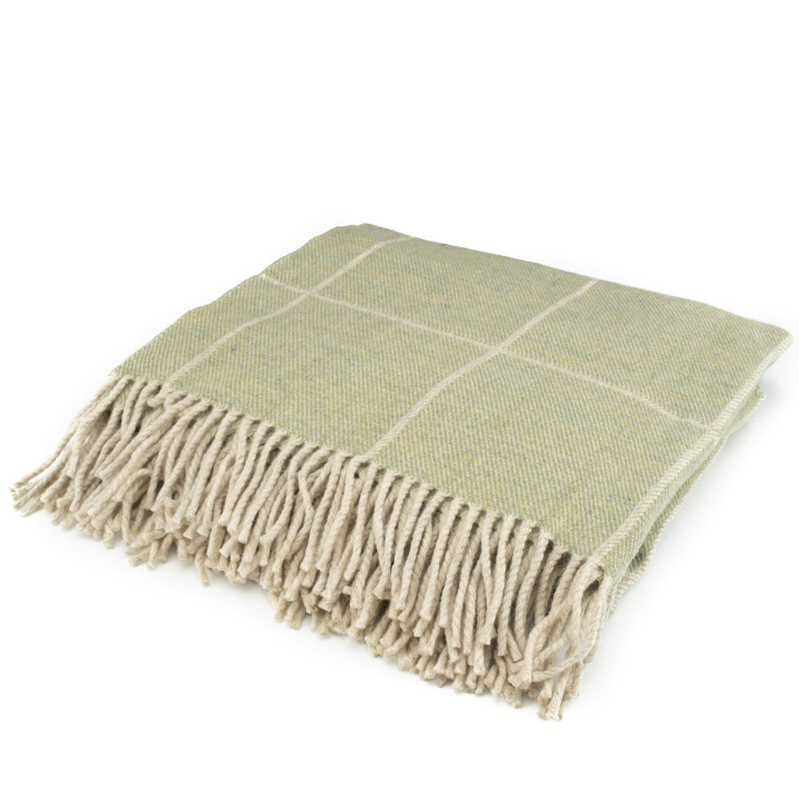 Premium Inchyra Scottish Wool Throw Blanket - Soft & Warm Sage Green Plaid - Cozy Home Decor for Sofa, Bed & Winter Nights