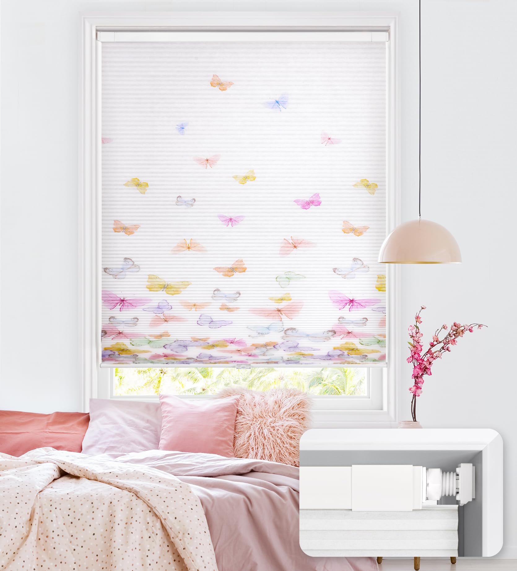 LazBlinds Cordless Cellular Shades - No Tools No Drill Installation, Light Filtering Honeycomb Window Blinds 21