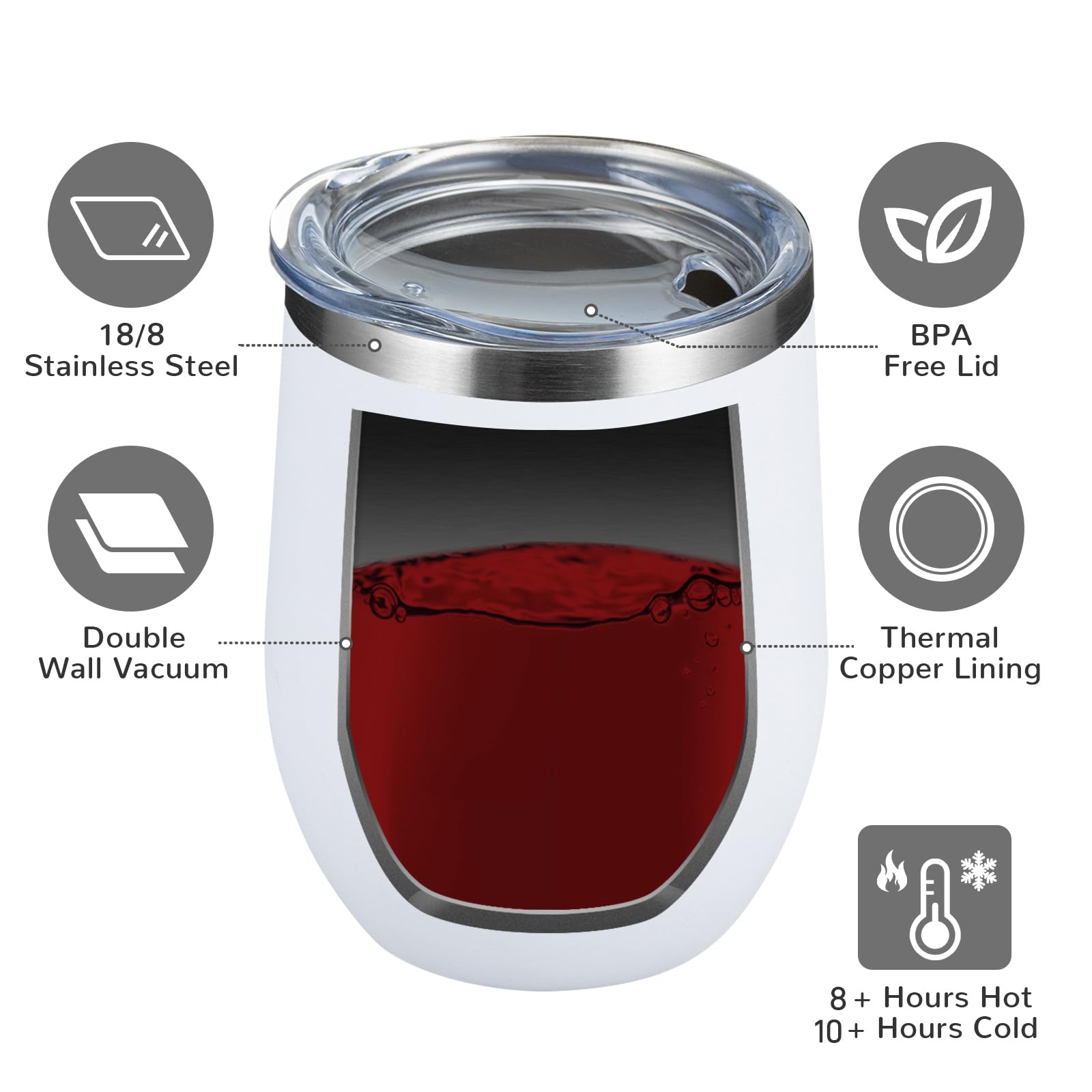 MEWAY 12oz Stainless Steel Wine Tumbler Set of 16 - Vacuum Insulated Travel Mug with Lid for Coffee, Cocktails & Drinks | Bulk Gift for Women | Perfect for Parties, Picnics & Office Use (Mix Colors)