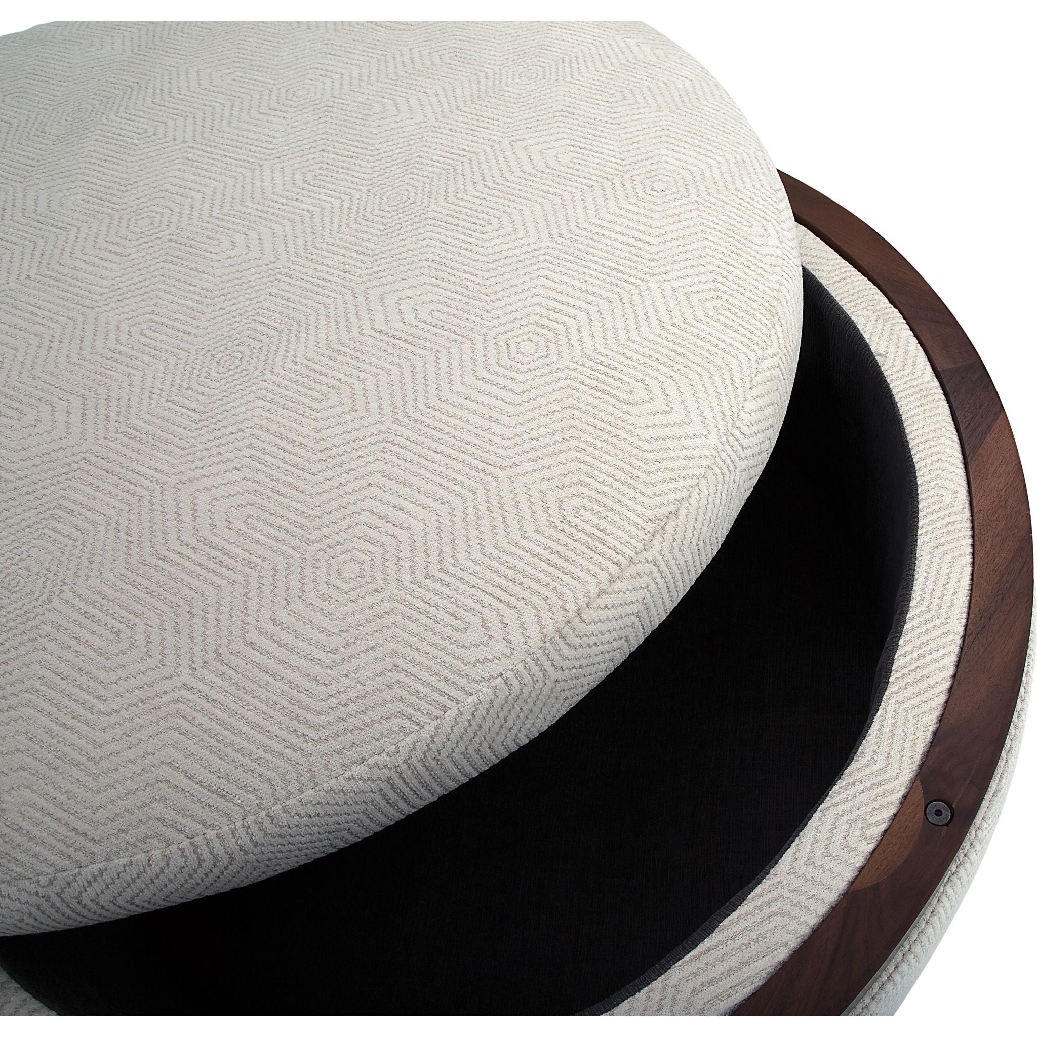 Bell Storage Ottoman with Lift Top - Rizzo Almond Fabric - Extra Seating & Hidden Storage for Living Room, Bedroom, or Nursery
