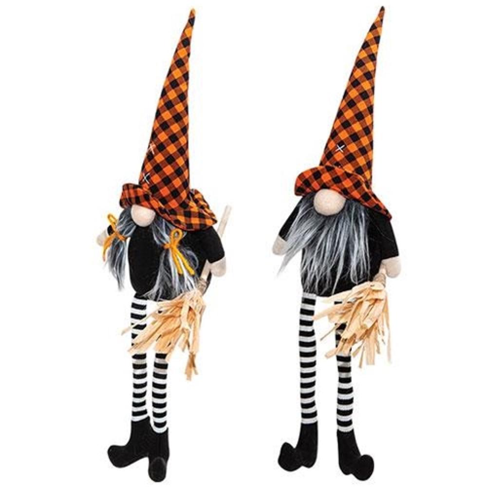 Halloween Gnome Decor with Dangling Legs - Set of 2 Assorted Styles - Perfect for Porch, Yard, and Indoor Halloween Decorations
