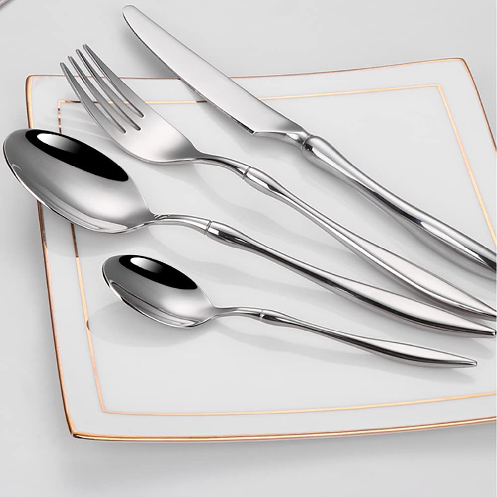 60-Piece Stainless Steel Flatware Set for 12 - 304 Mirror Polished Silverware for Home, Kitchen, Restaurant & Hotel Use - Dishwasher Safe Cutlery Set - Perfect for Daily Dining, Dinner Parties & Catering Events