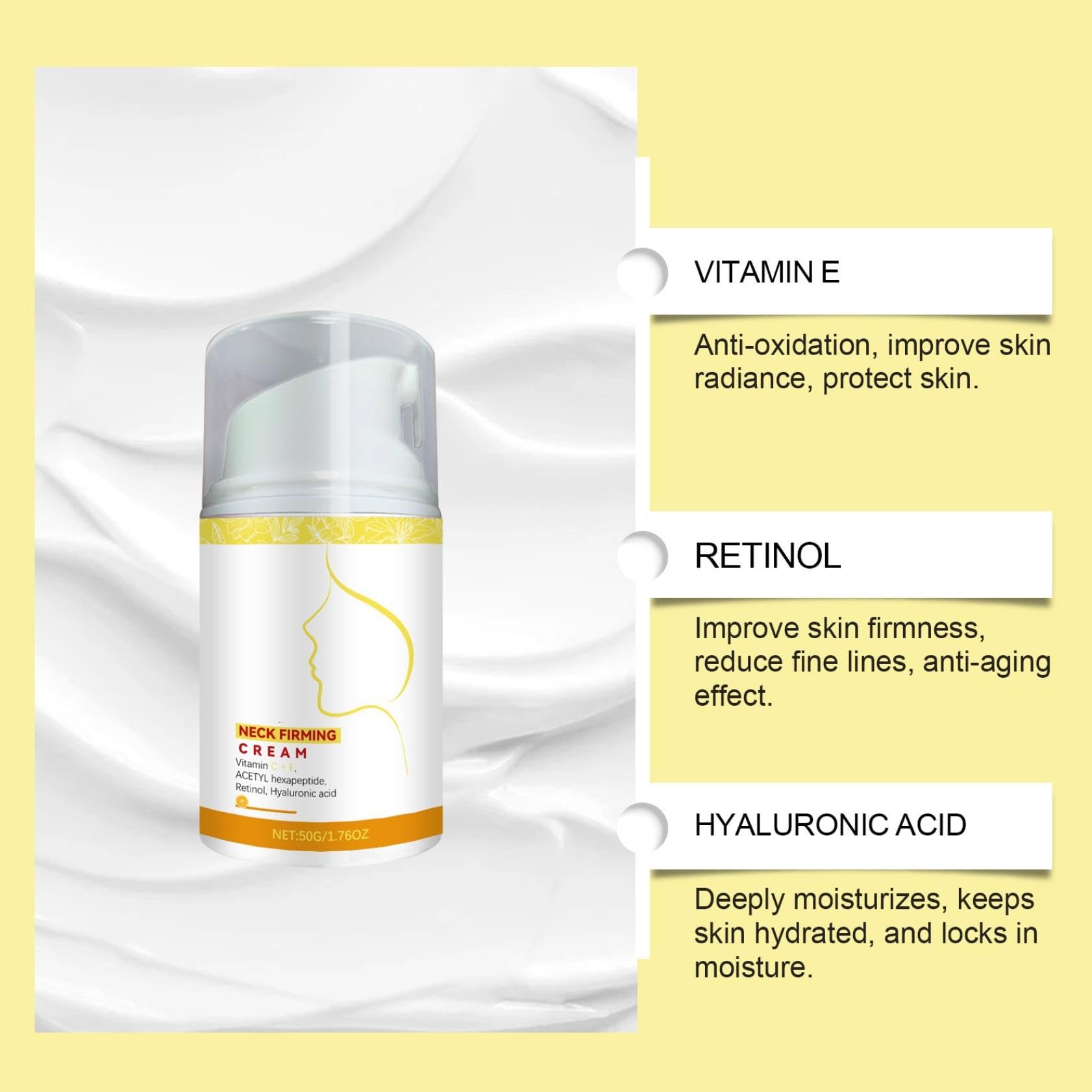 Best Anti-Aging Neck Cream with Collagen, Retinol & Hyaluronic Acid - Firming & Tightening Moisturizer for Wrinkles, Hydration & Décolleté Lifting - For Women & Men - Perfect for Night Routine & Daily Skincare (1pc)