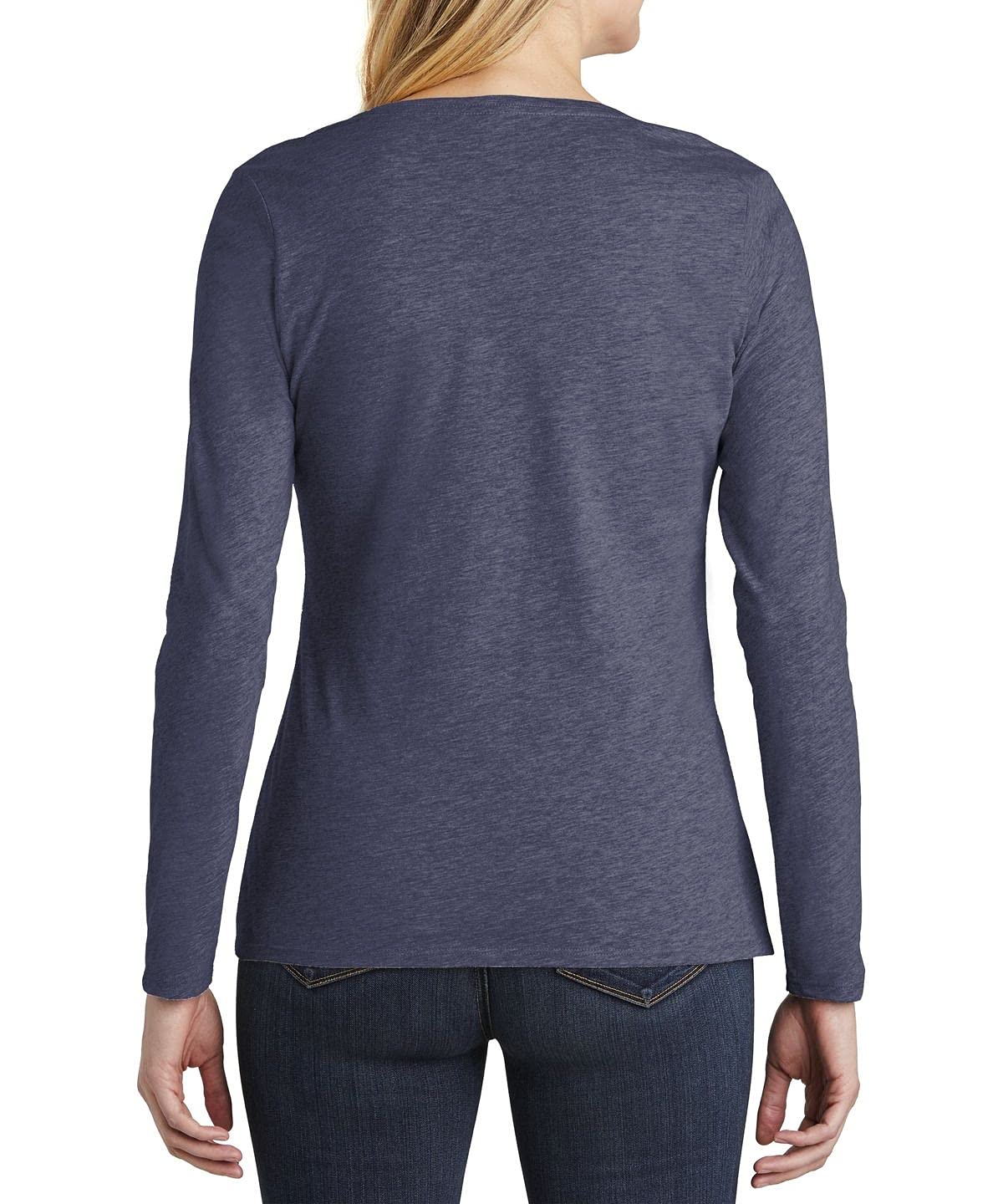 JustBlanks Women's Long Sleeve V-Neck T-Shirt - 100% Ring Spun Cotton, Shoulder Taping for Comfort - Perfect for Layering, Casual Wear & Office Outfits