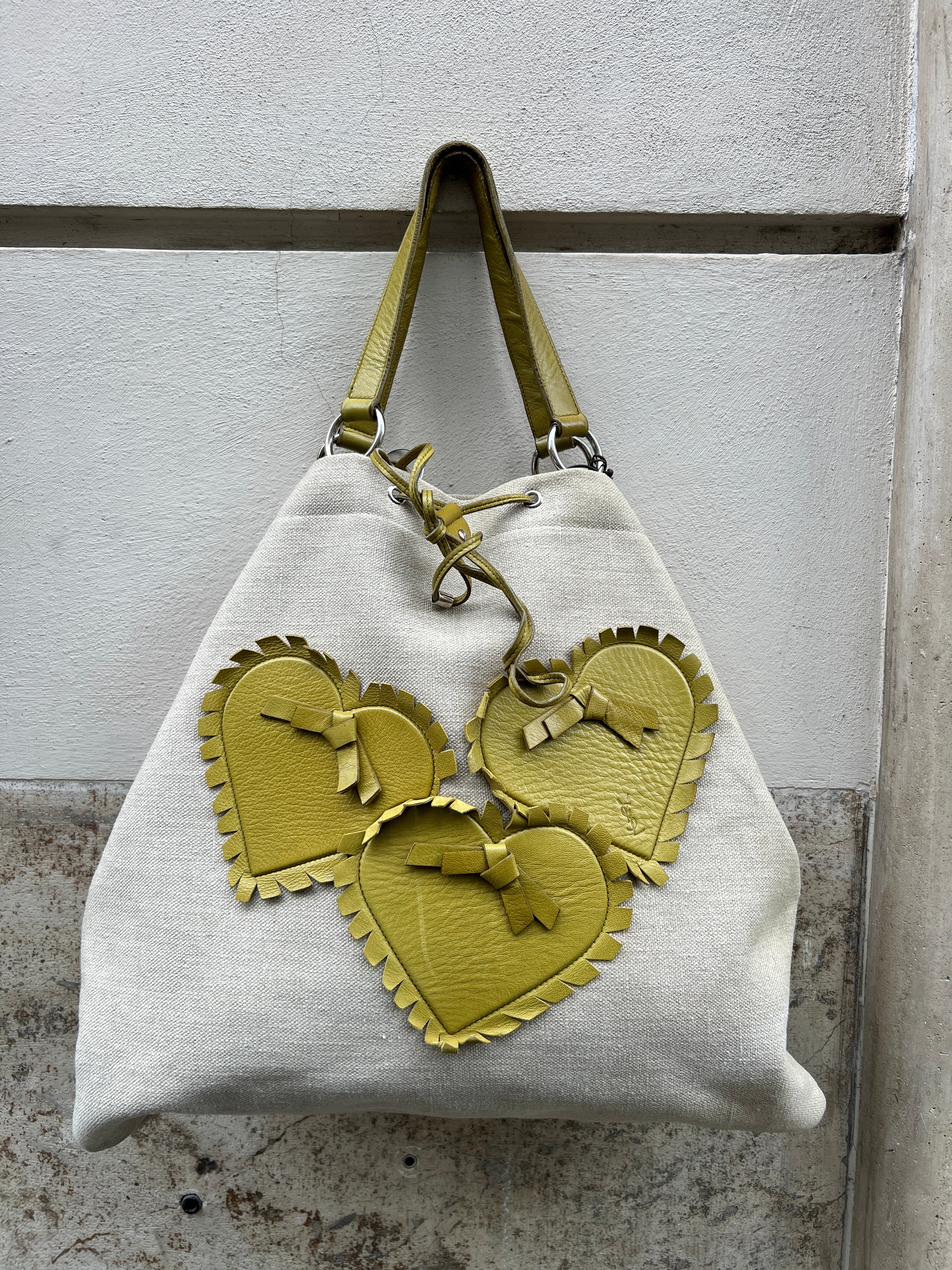 Saint Laurent Pistachio Canvas Shopper Tote Bag - Stylish & Spacious for Work, Travel & Everyday Use