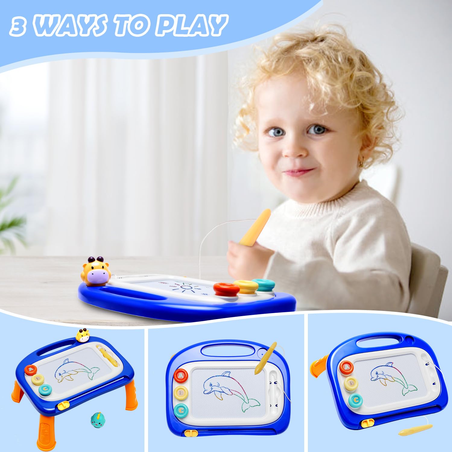 Magnetic Drawing Doodle Board for Toddlers 1-4 Years Old - Educational Learning Sketch Pad Toy for Boys & Girls - Perfect Birthday Gift for 1, 2, 3 Year Old Kids - Ideal for Home, Travel & Preschool Activities