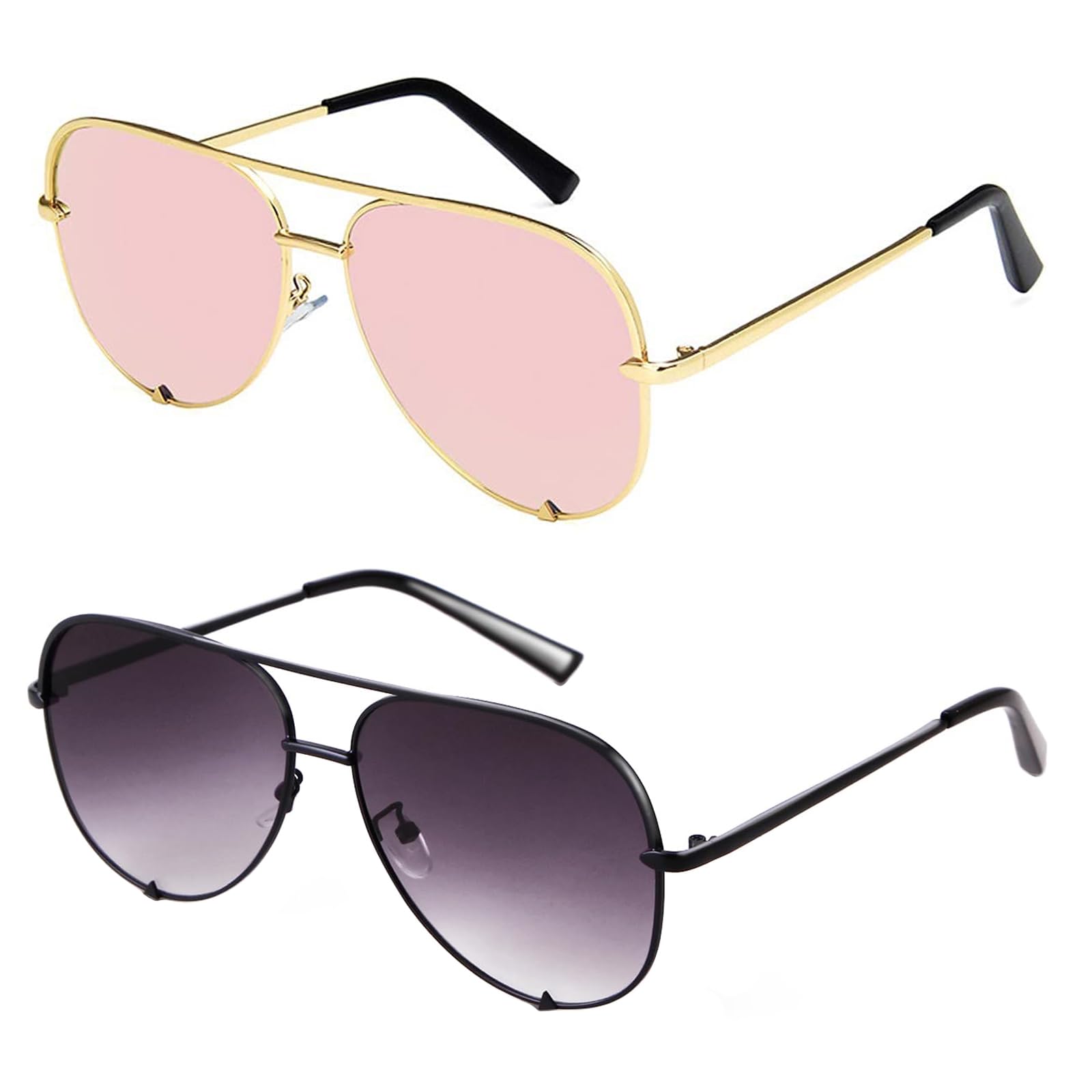 Trendy Retro SORVINO Oversized Aviator Sunglasses for Women & Men - UV Protection Classic Black Faded Lenses | Perfect for Driving, Beach Vacations & Outdoor Activities