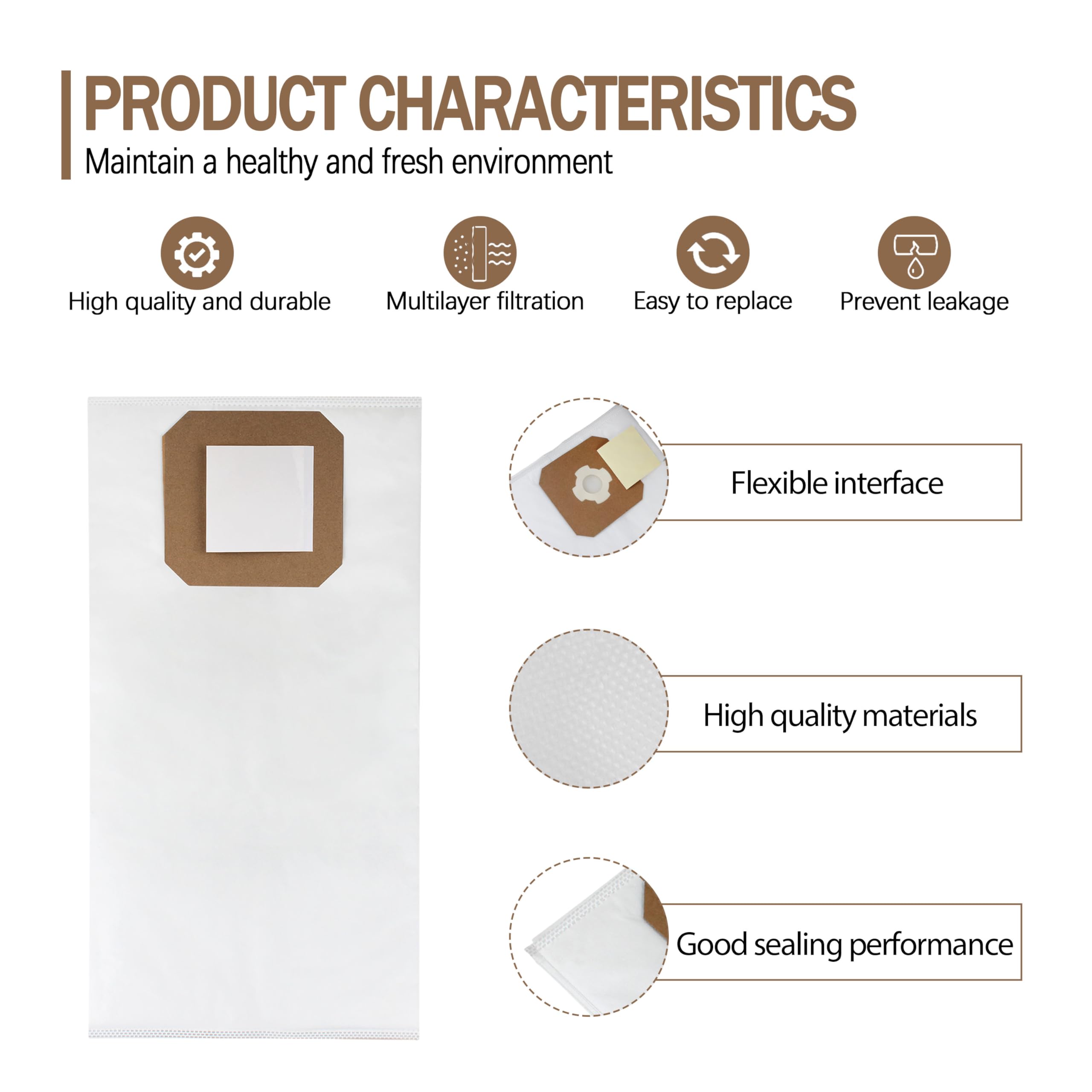 5 Pack 9637 Central Vacuum Filter Bags - Compatible with Vacuflo Maxum Vacuum Systems - Replacement for 3/DB3000 - Perfect for Home & Commercial Cleaning