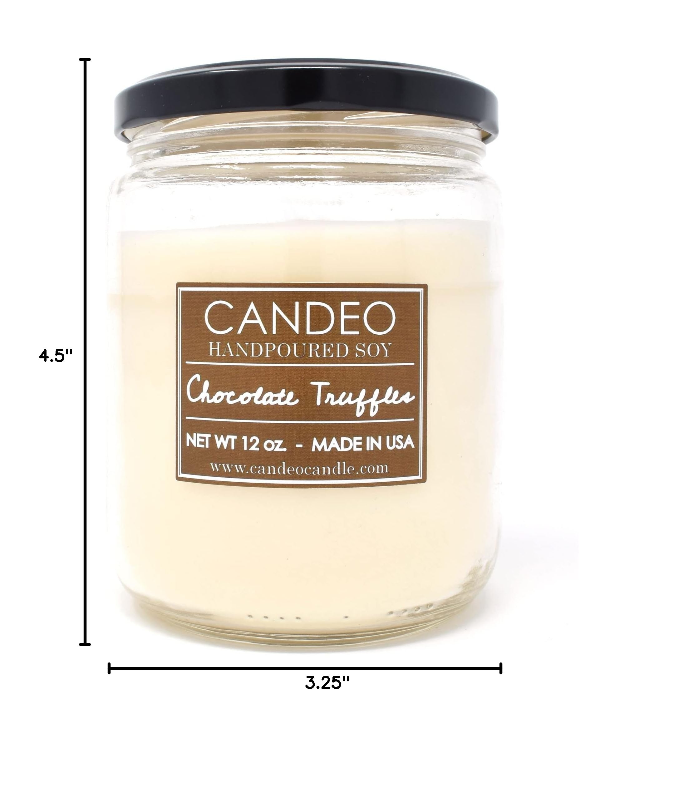 Premium Chocolate Truffles Scented Jar Candle - 14oz Natural Beeswax, Coconut & Soy Blend - Handmade in USA by Candeo - Perfect for Romantic Dinners, Spa Nights & Home Decor