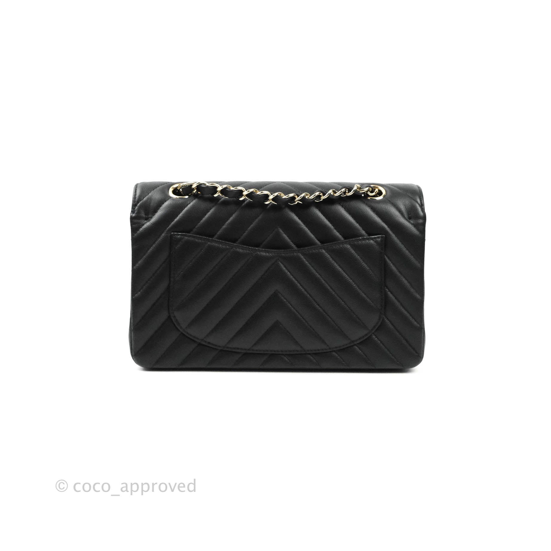 Chanel Classic Chevron Small Medium Double Flap Bag Black Caviar Leather Gold Hardware - Luxury Handbag for Women, Perfect for Parties, Work & Everyday Use