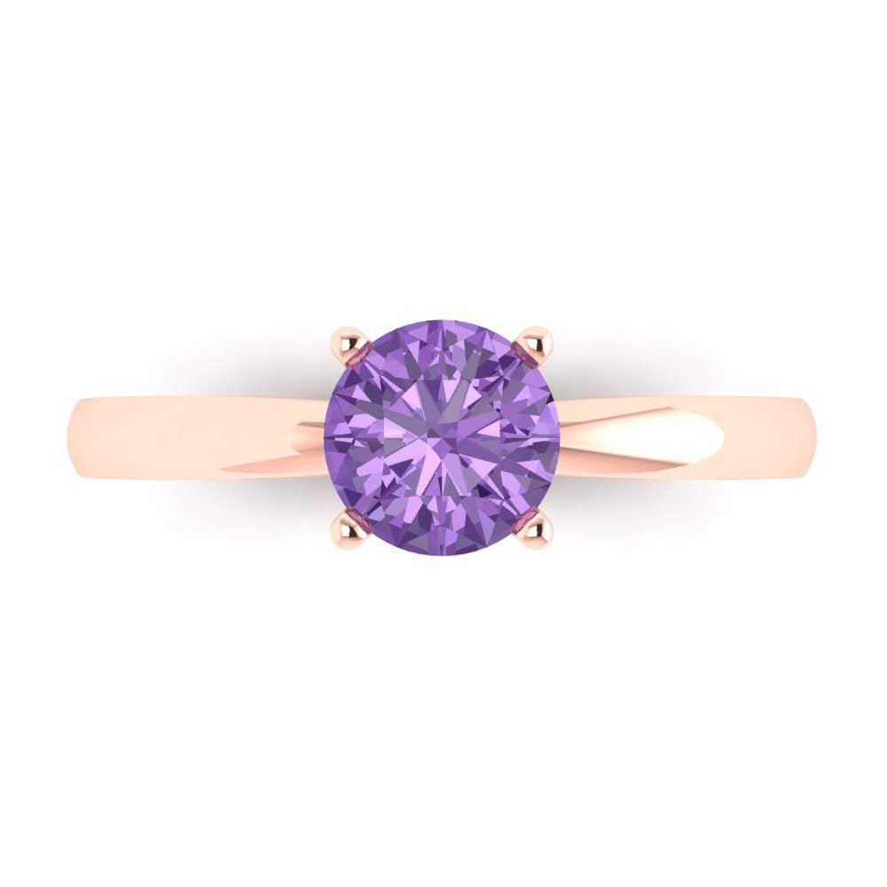 1.0 ct Round Cut Simulated Alexandrite Solitaire Engagement Ring in 14k Rose Gold - Wedding, Bridal, Anniversary Gift for Her - Perfect for Proposals, Special Occasions & Romantic Moments