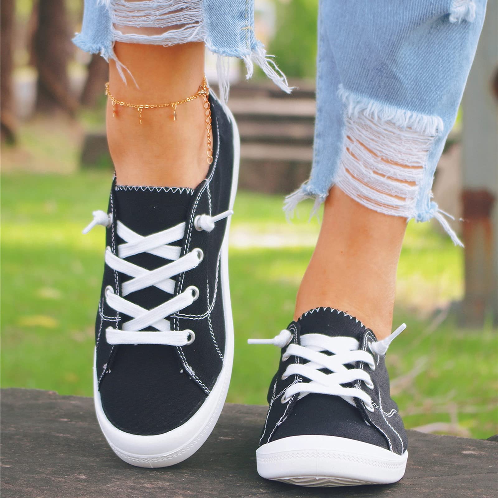 Women's Slip-On Canvas Sneakers - Comfortable Vulcanized Flat Shoes for Casual Wear, Walking & Everyday Use | Autumn Fashion Loafers for Ladies