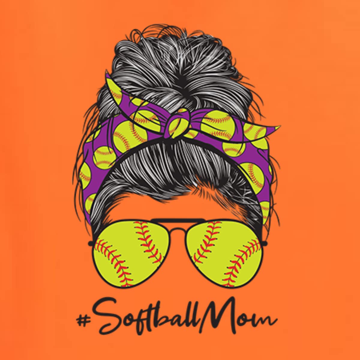 Wild Bobby Messy Bun Softball Mom Graphic Sweatshirt - Unisex Crewneck for Sports Lovers | Perfect for Mother's Day Gifts, Game Day Outfits & Casual Mom Life Style