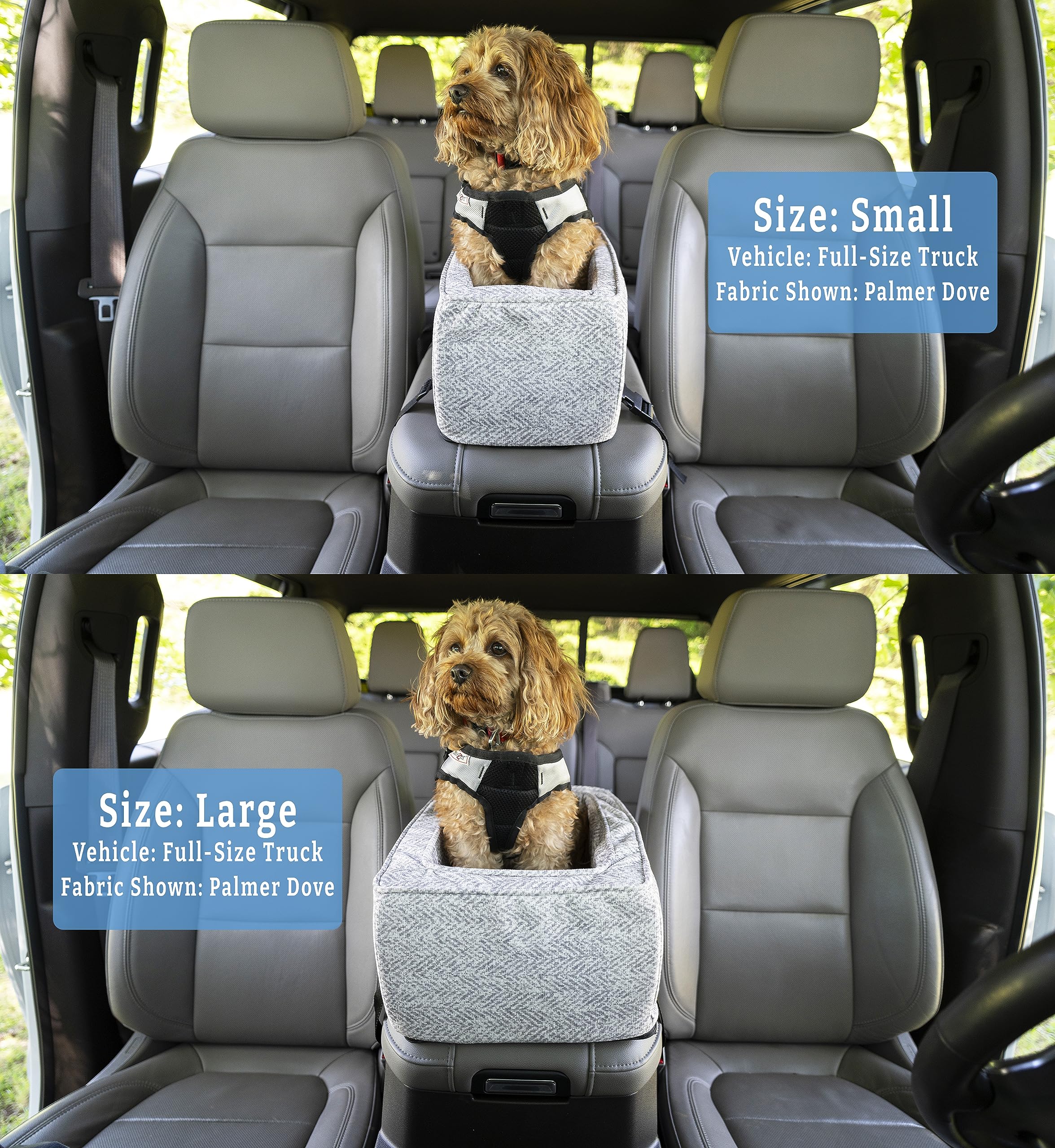 Snoozer Large Dark Chocolate Washable Dog Car Seat for Small Dogs Under 12 lbs - Center Console Pet Carrier with Harness Attachment for Cars, SUVs & Trucks - Comfortable & Secure Travel Bed for Road Trips & Daily Commutes