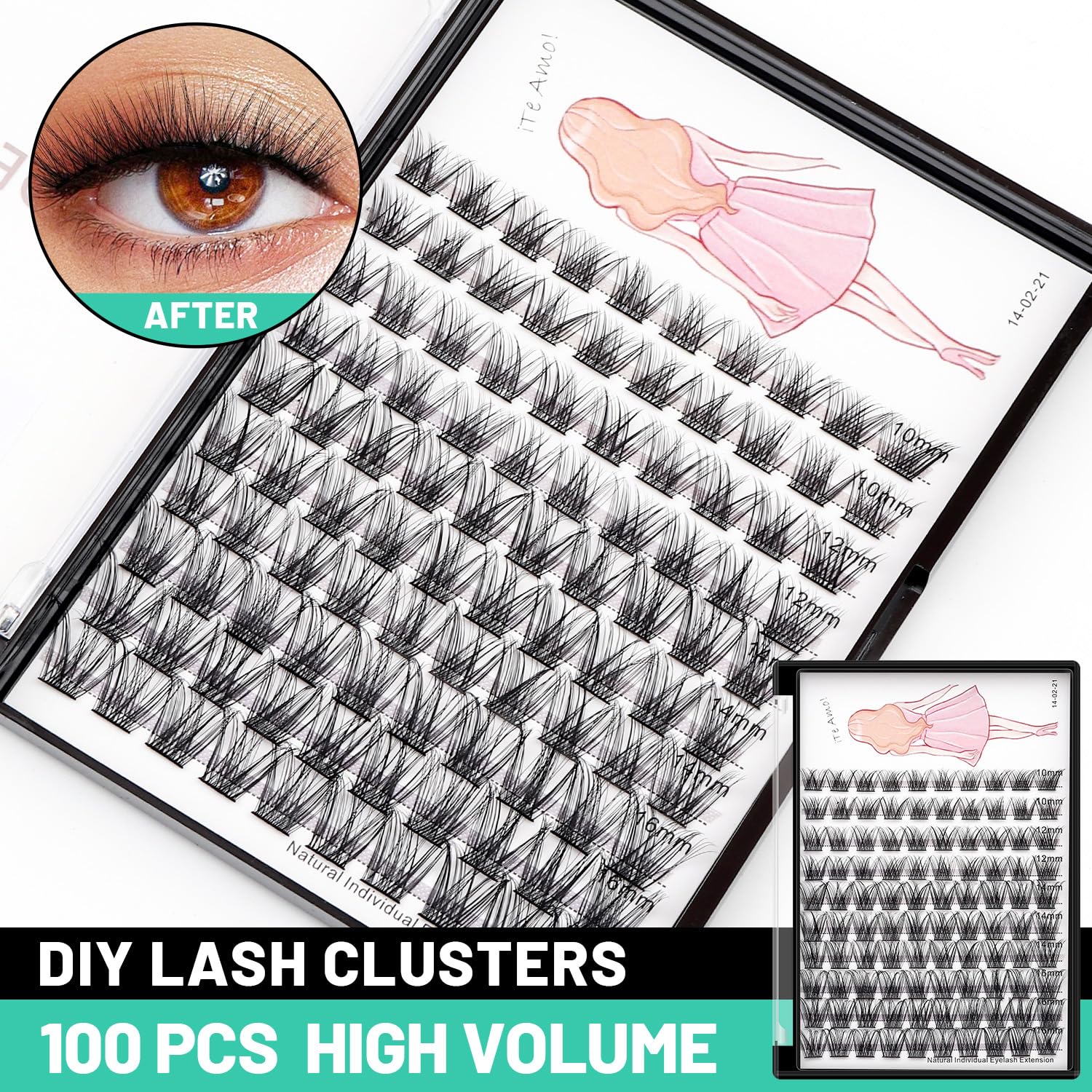 Premium 3D Russian Volume Mink Cluster Eyelash Extensions - 8/10/12/14/16mm Mixed Lengths, D Curl, Natural Look for Stunning Eye Makeup - Perfect for Weddings, Parties, and Daily Wear