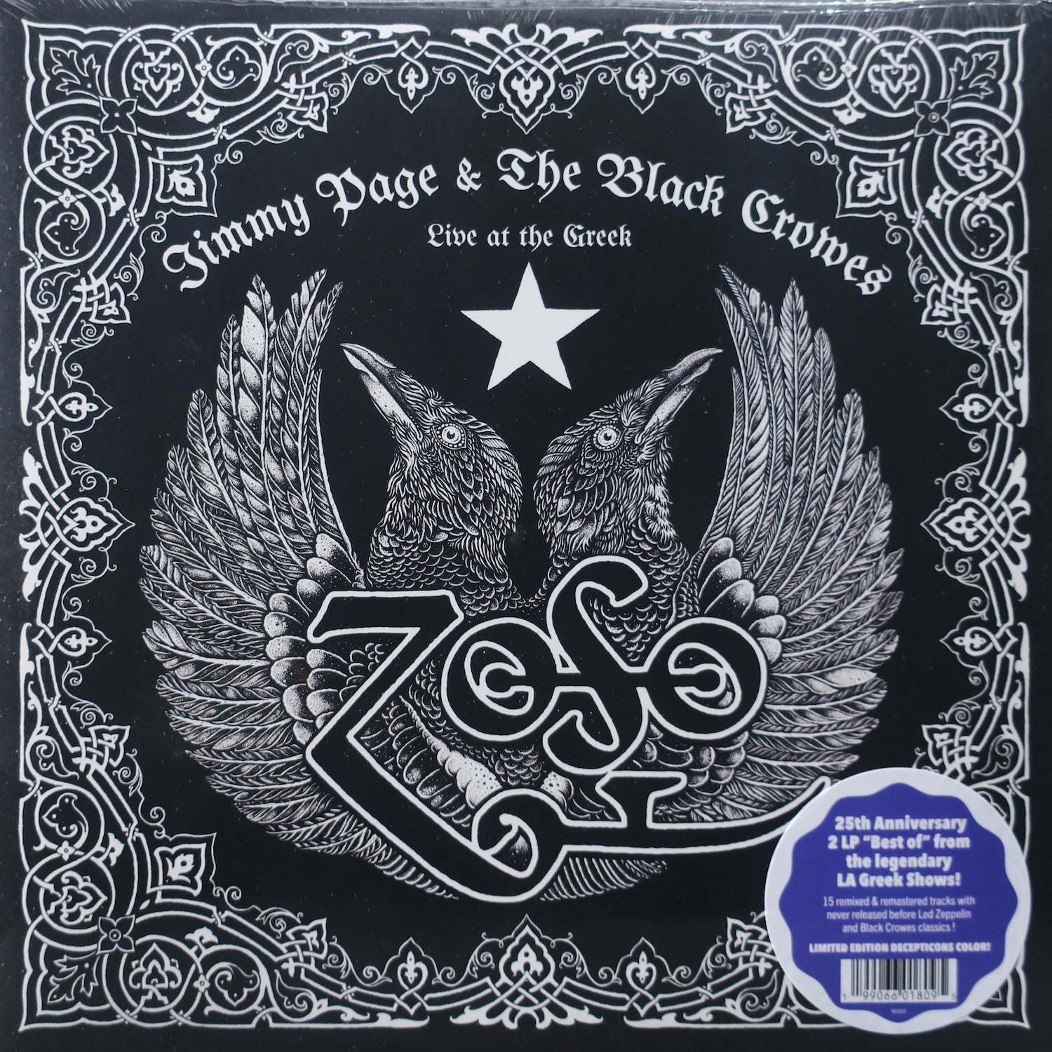Jimmy Page & The Black Crowes 'Live at The Greek' Limited Edition Grey/Purple/White/Blue Vinyl 2LP Record - Perfect for Music Collectors & Vinyl Enthusiasts