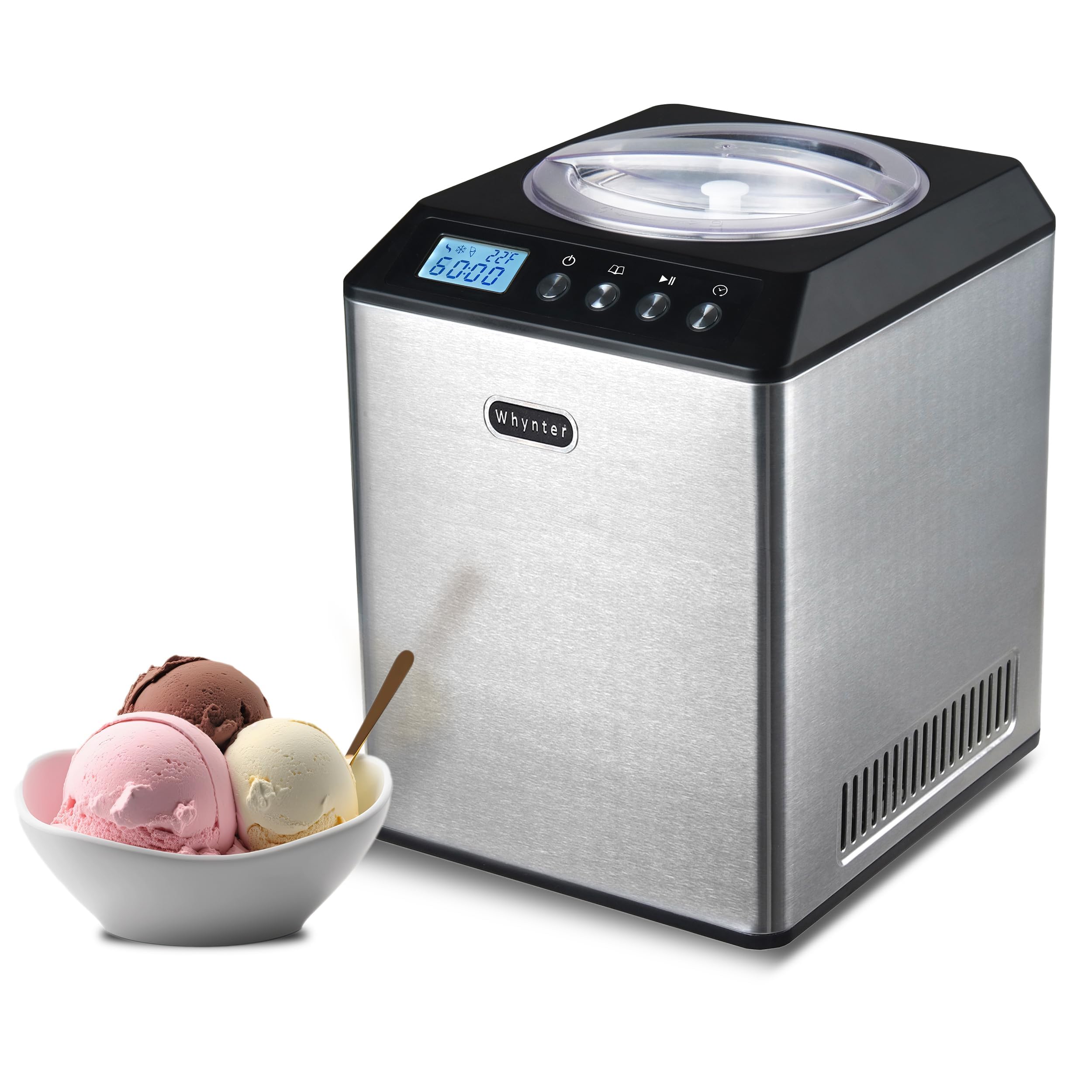 Whynter 2.1 Quart Upright Ice Cream Maker with Stainless Steel Bowl - Homemade Frozen Yogurt & Gelato Machine for Parties, Desserts & Family Treats