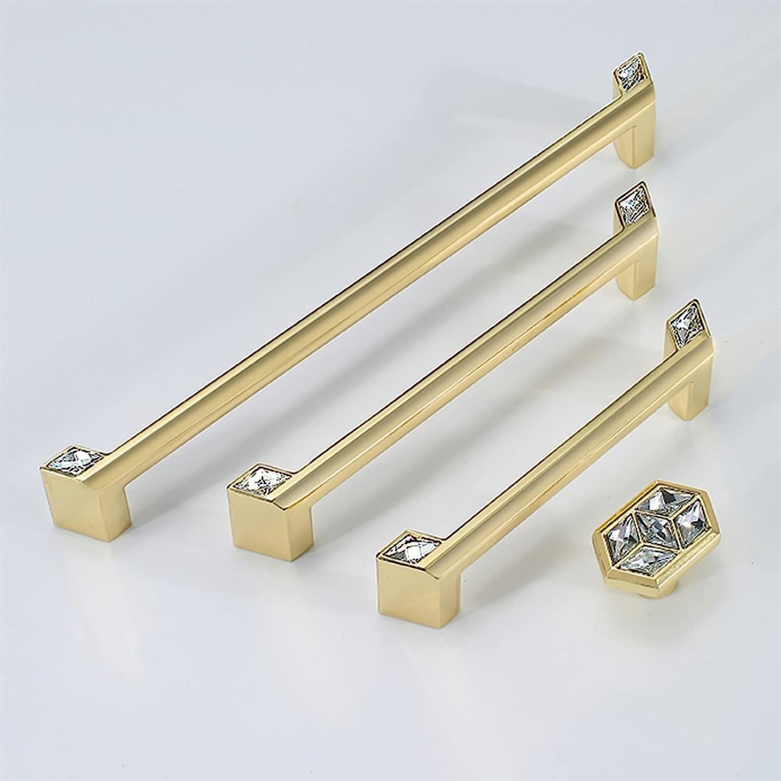 Modern Crystal Diamond Cabinet Knobs & Drawer Pulls - 2PCs Solid Zinc Alloy Handles for Kitchen Cabinets, Wardrobes, Cupboards - Includes Screws (Color Options) - Perfect for Home Renovation & Furniture Upgrade
