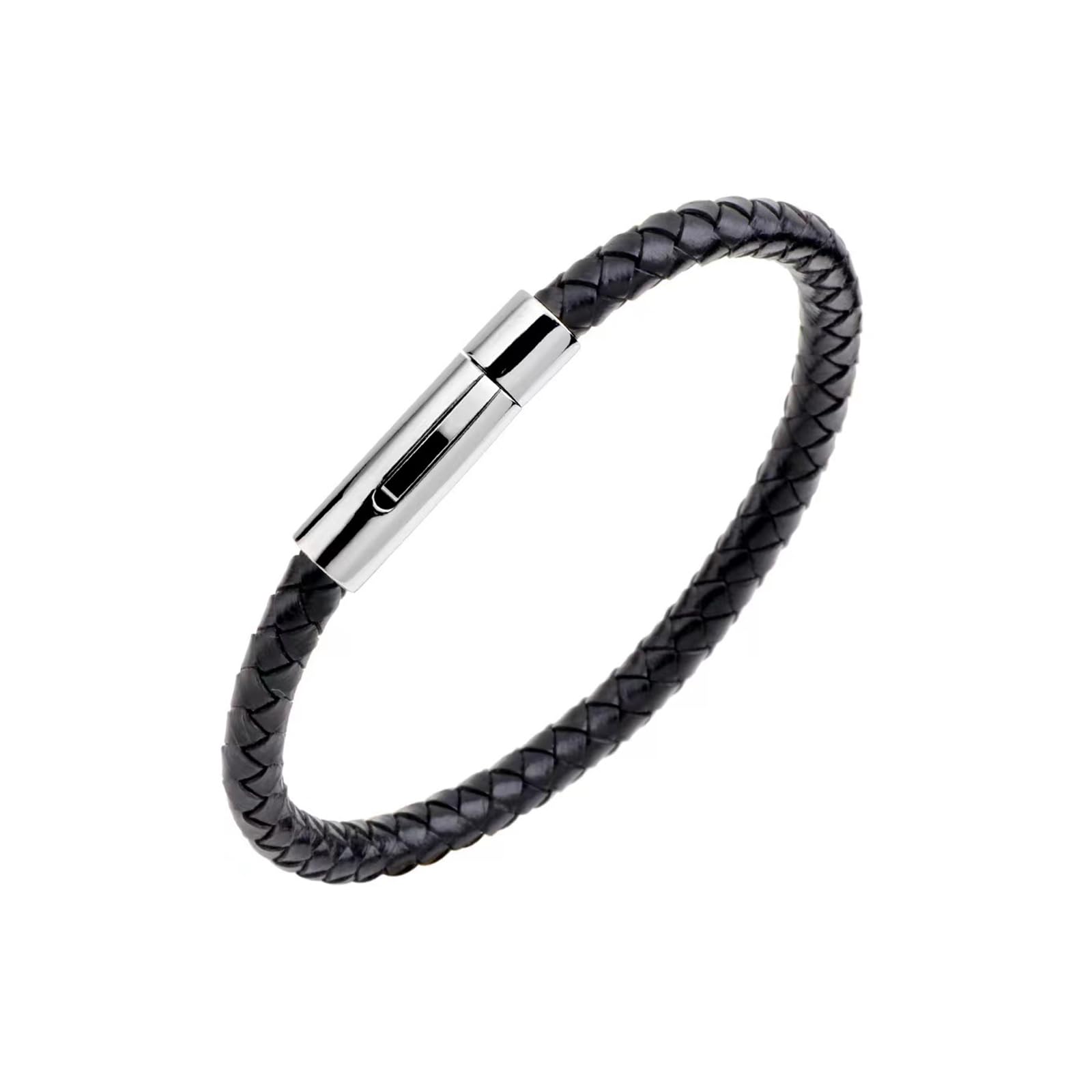 Braided Leather Bracelet for Men & Women - Stainless Steel Clasp Cuff Bangle - Handmade Adjustable Wristband - Perfect Gift for Birthday, Anniversary & Everyday Wear